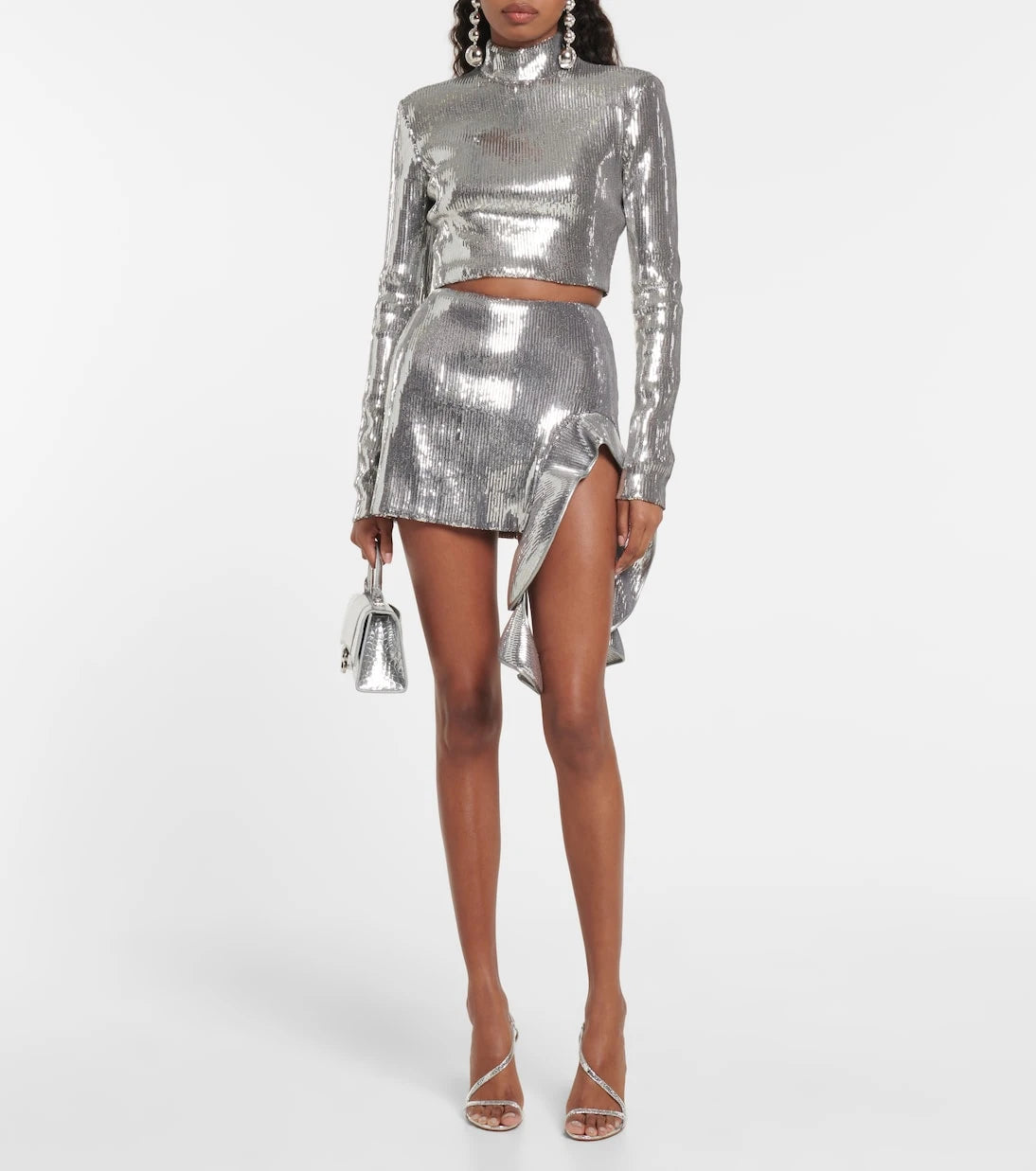David Koma - Sequined mockneck crop top