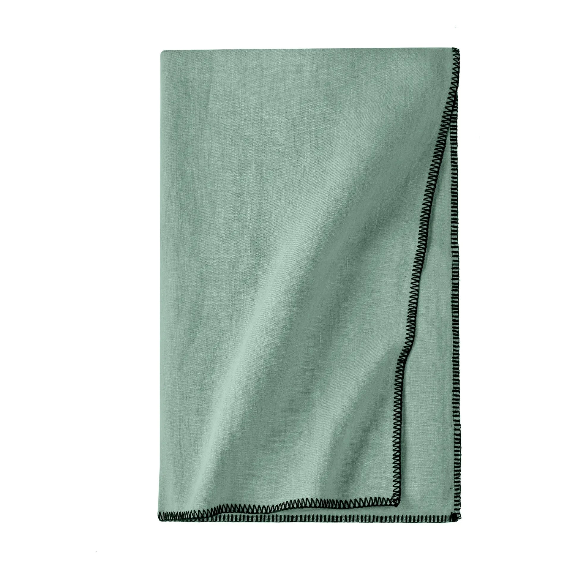 Communauté de biens - Oversewn washed linen tablecloth | Sage