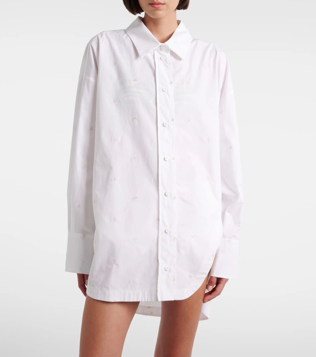 The Attico - Embroidered cotton-blend poplin shirt