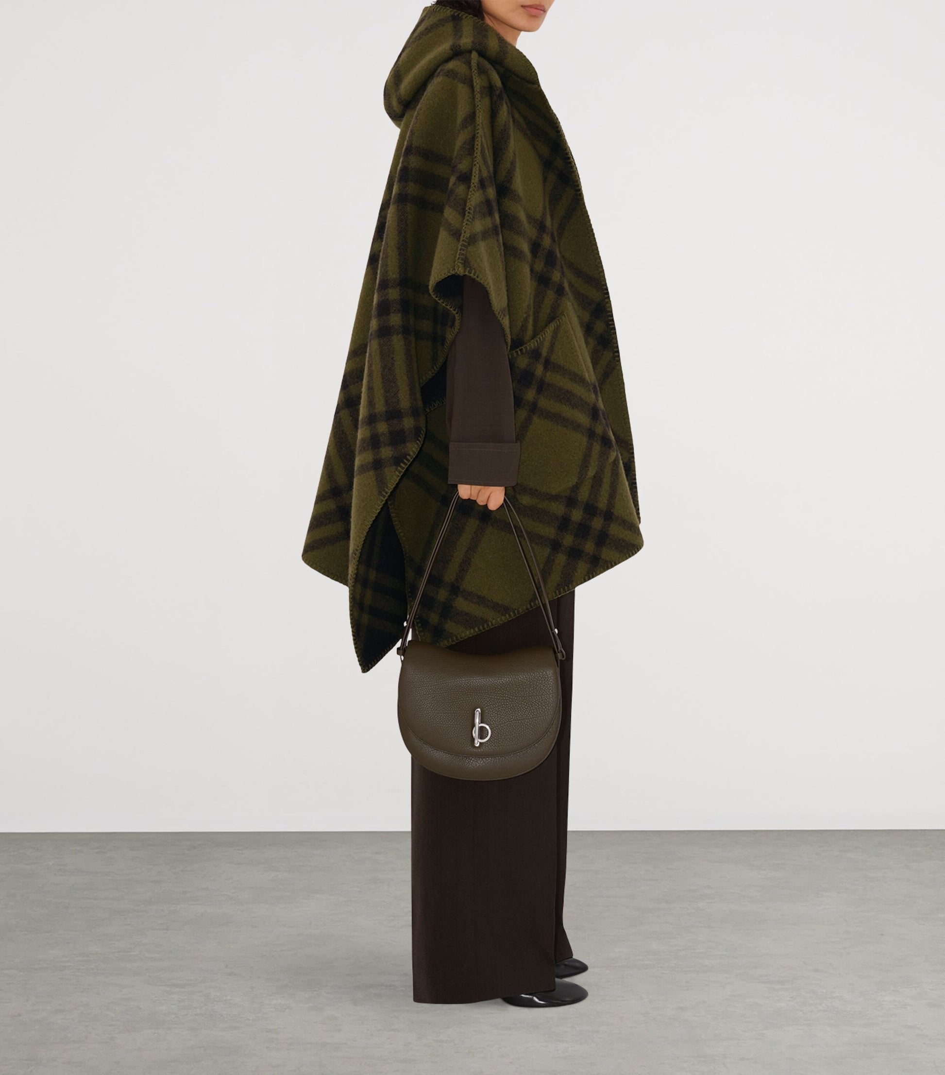 Burberry Beige Reversible Wool Check Hooded Cape