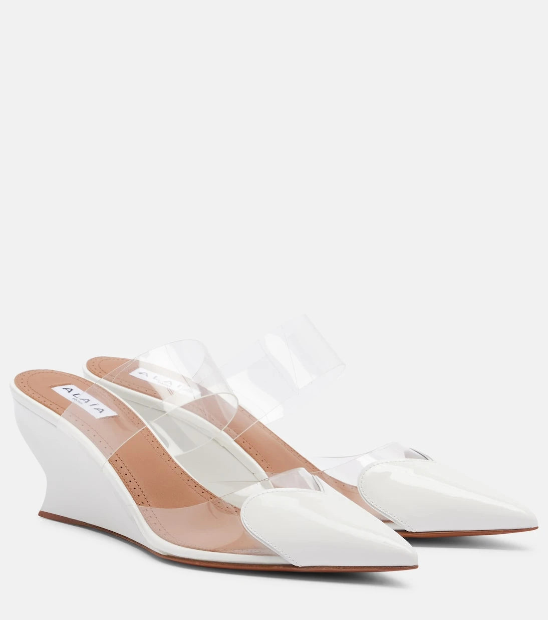Alaïa - Le Coeur patent leather wedge mules