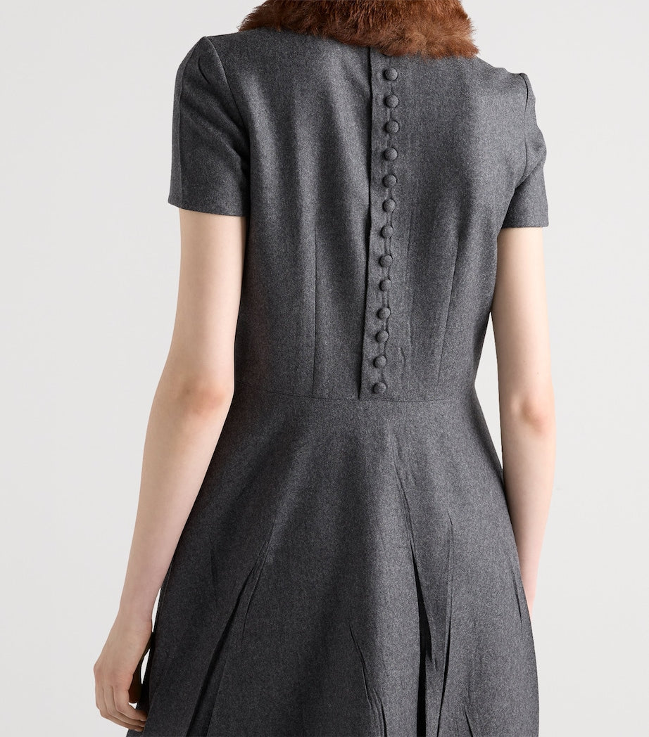 Prada Grey Wool Flannel Midi Dress