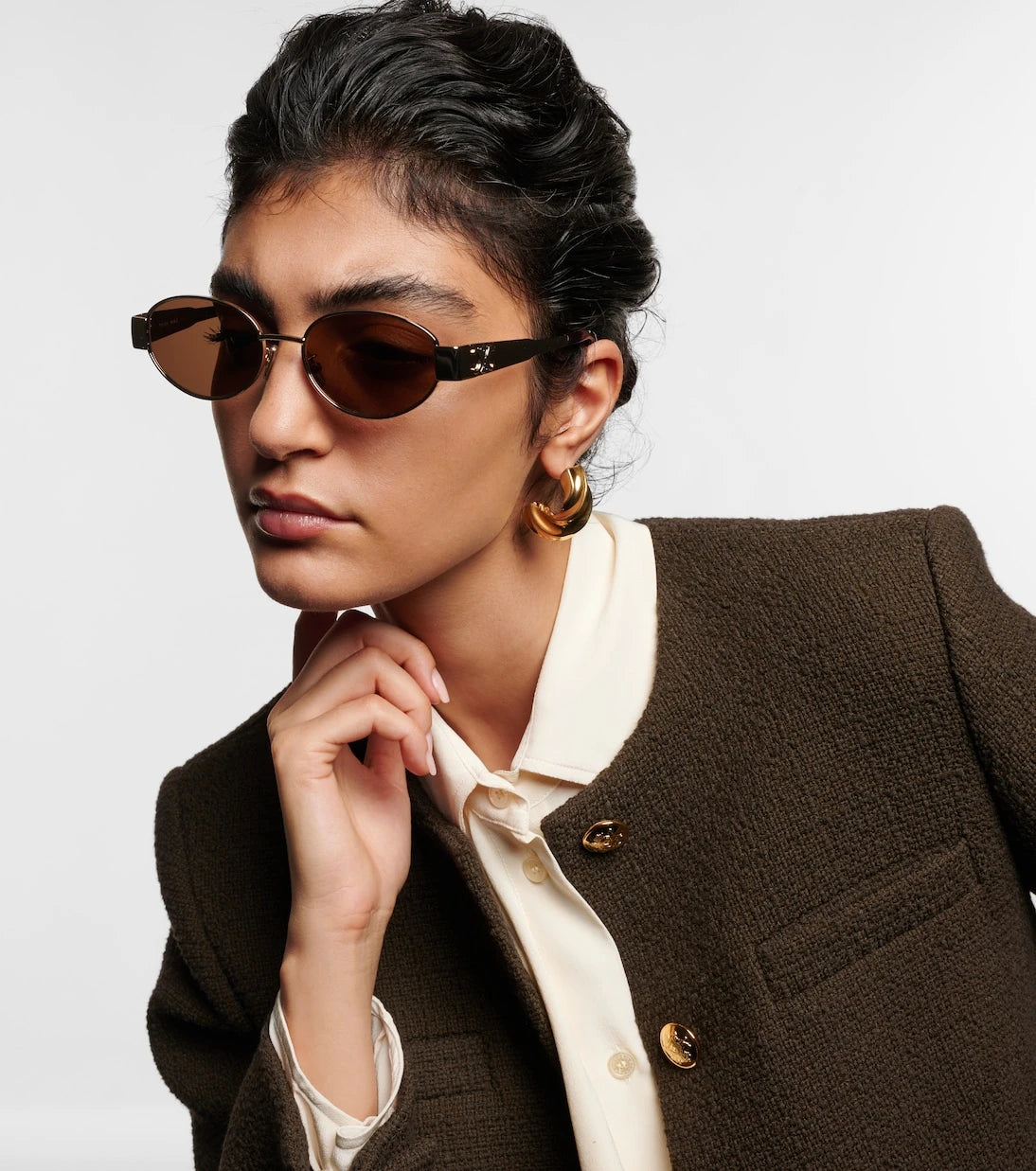 Celine Eyewear - Triomphe Metal 01 oval sunglasses