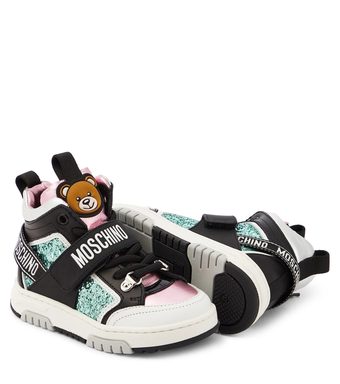 Moschino Kids - Logo leather high-top sneakers