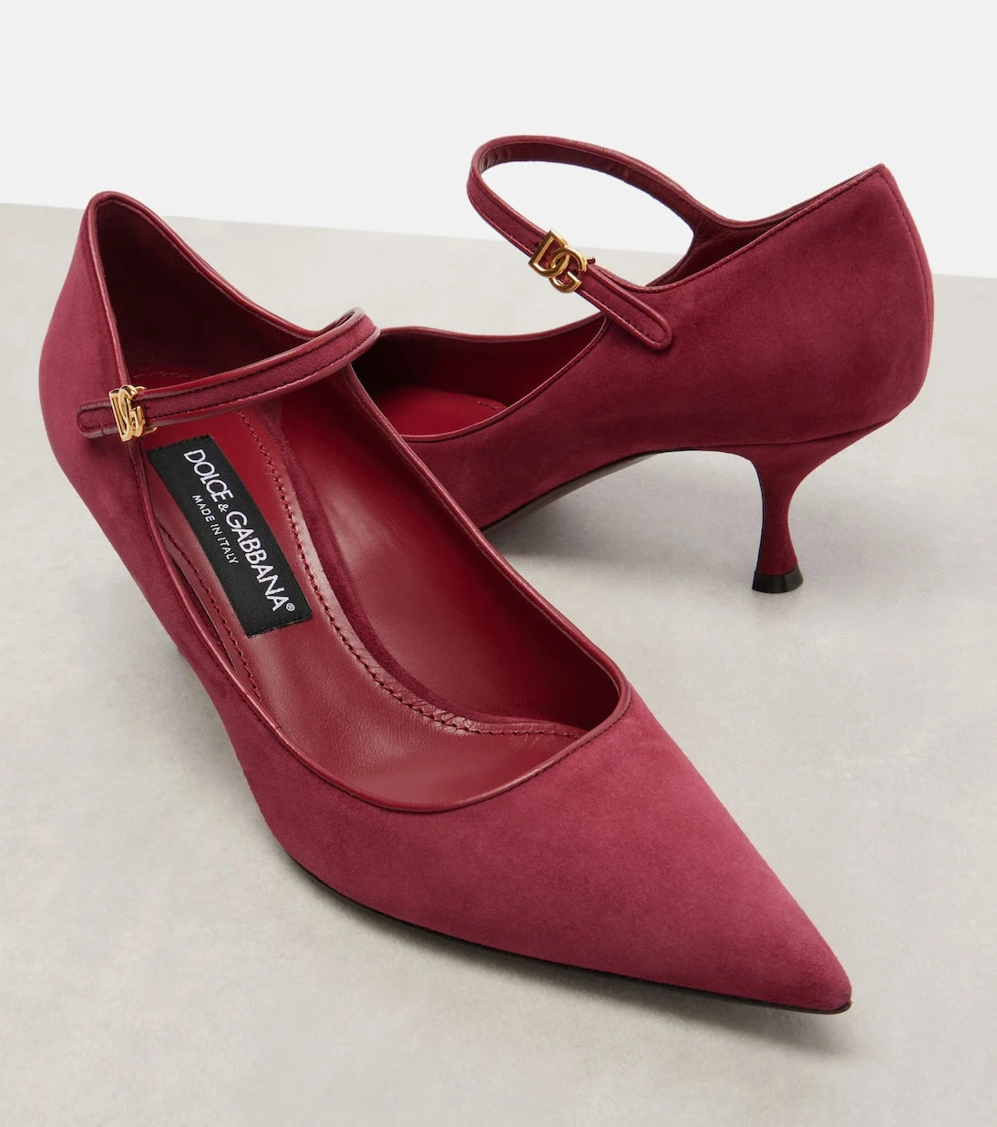 Dolce&Gabbana - DG leather-trimmed suede Mary Jane pumps