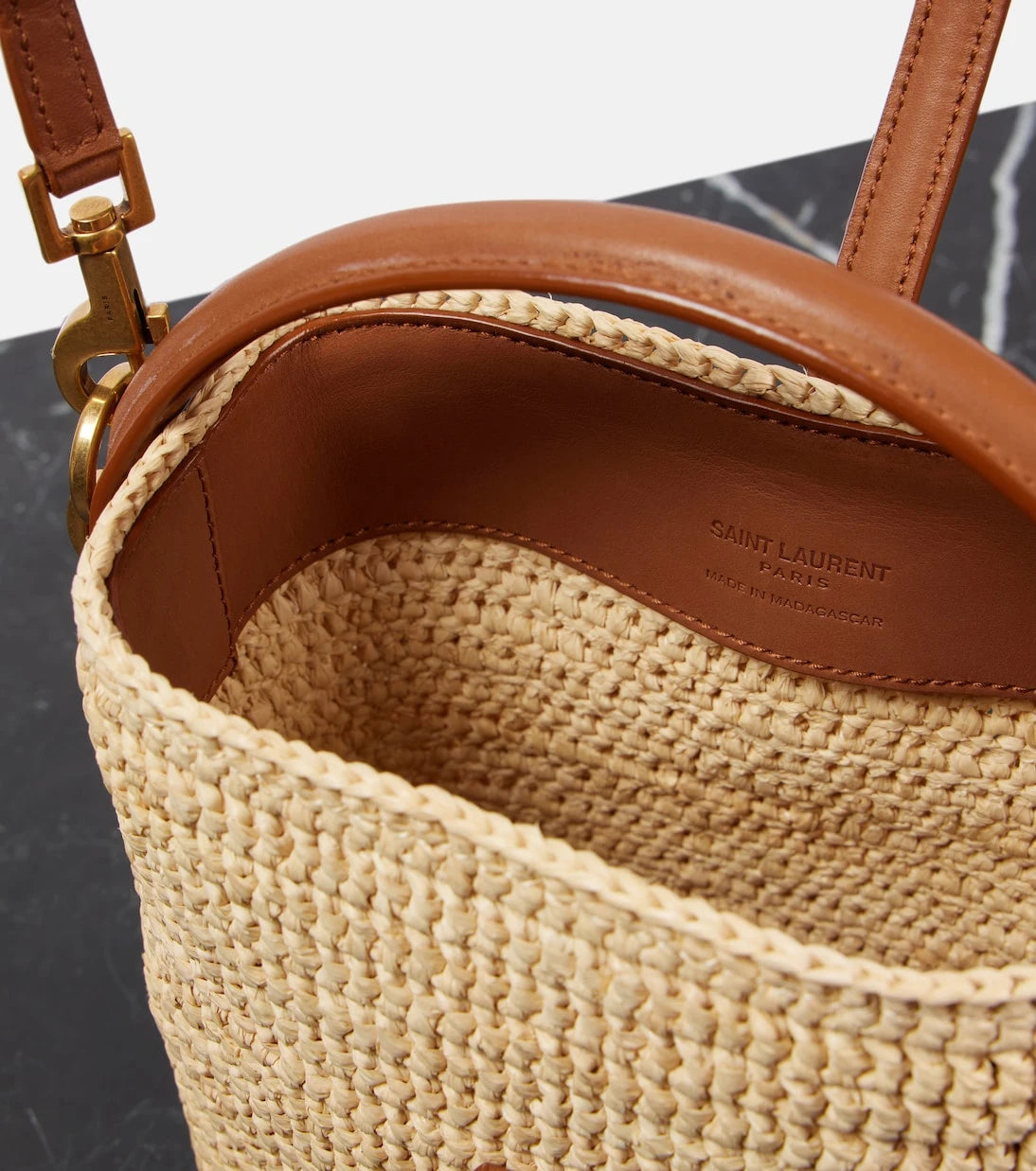 Saint Laurent - Le 37 Mini raffia bucket bag