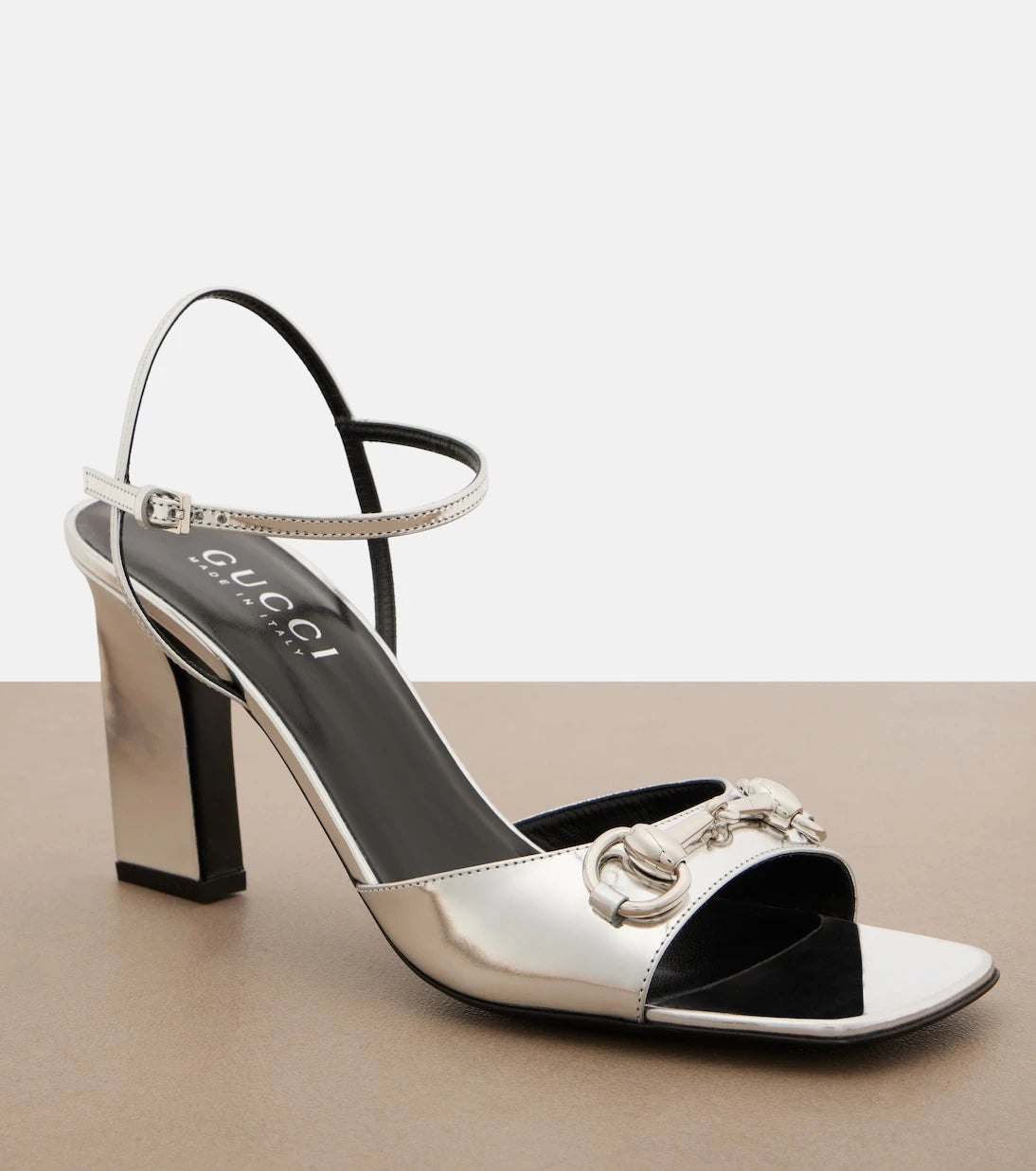 Gucci - Signora Horsebit metallic leather sandals