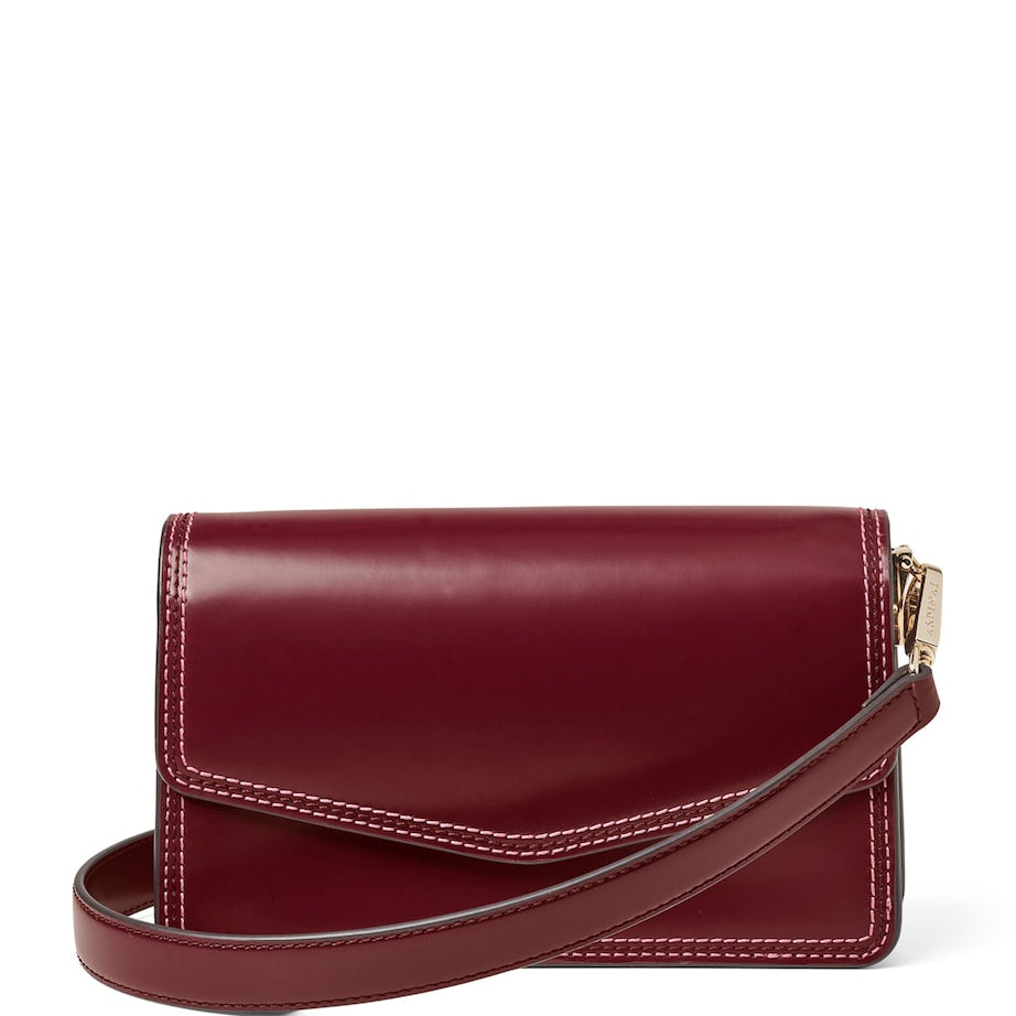 Aspinal Of London Burgundy Leather Eliza Clutch Bag