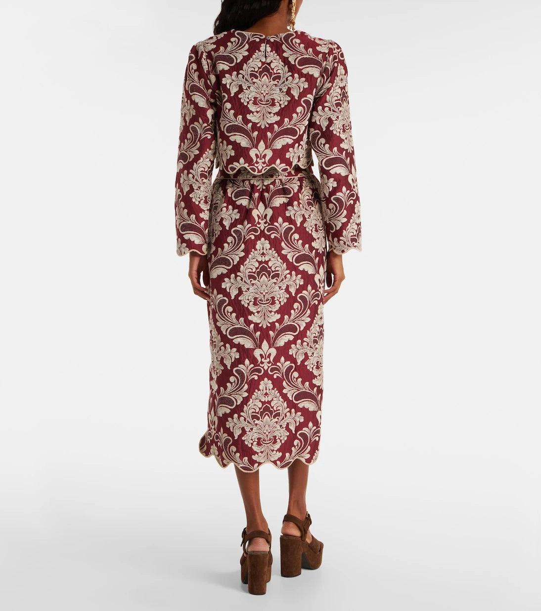 Farm Rio - Floral jacquard midi skirt