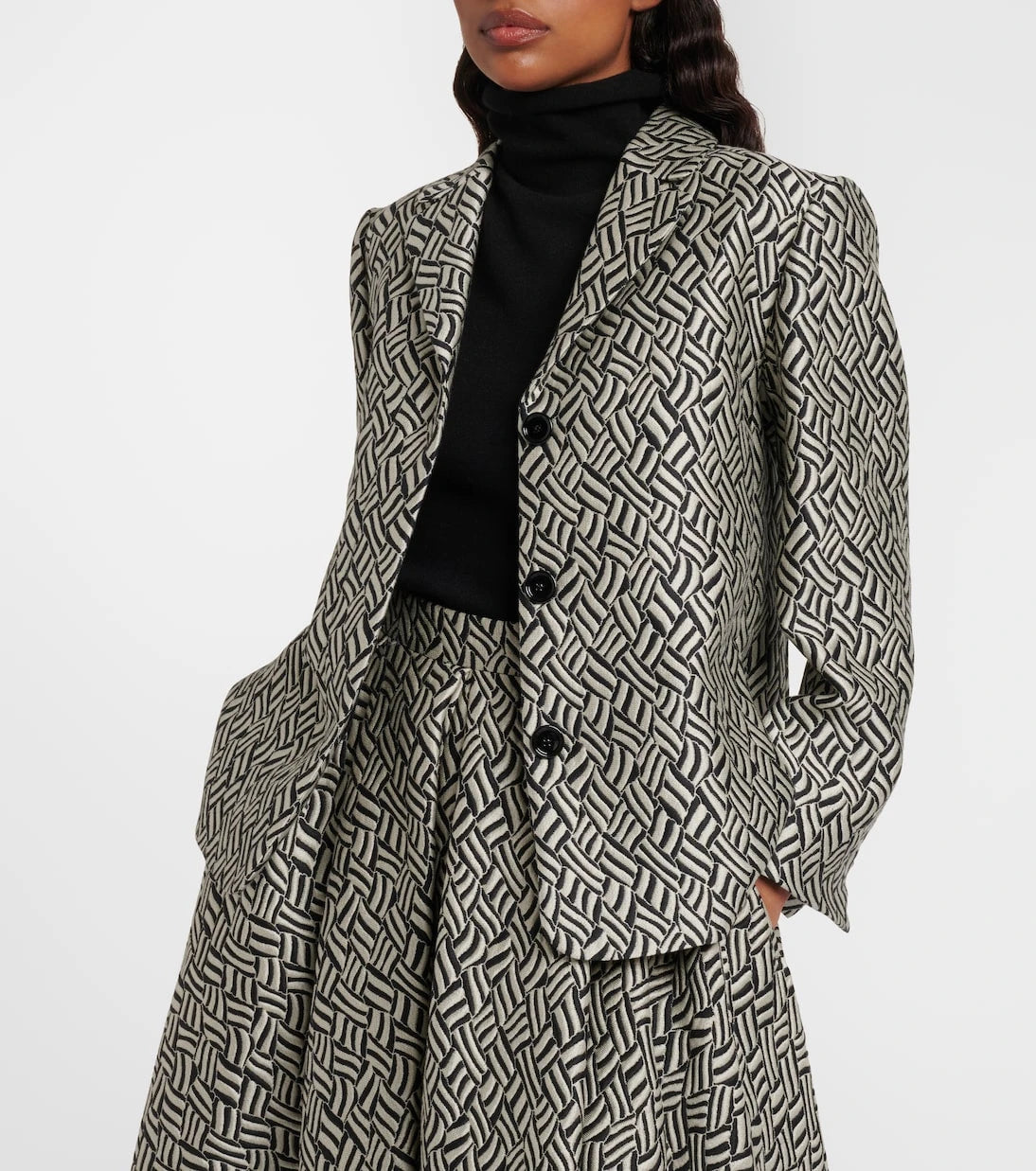 'S Max Mara - بليزر ليرا جاكار من مزيج القطن