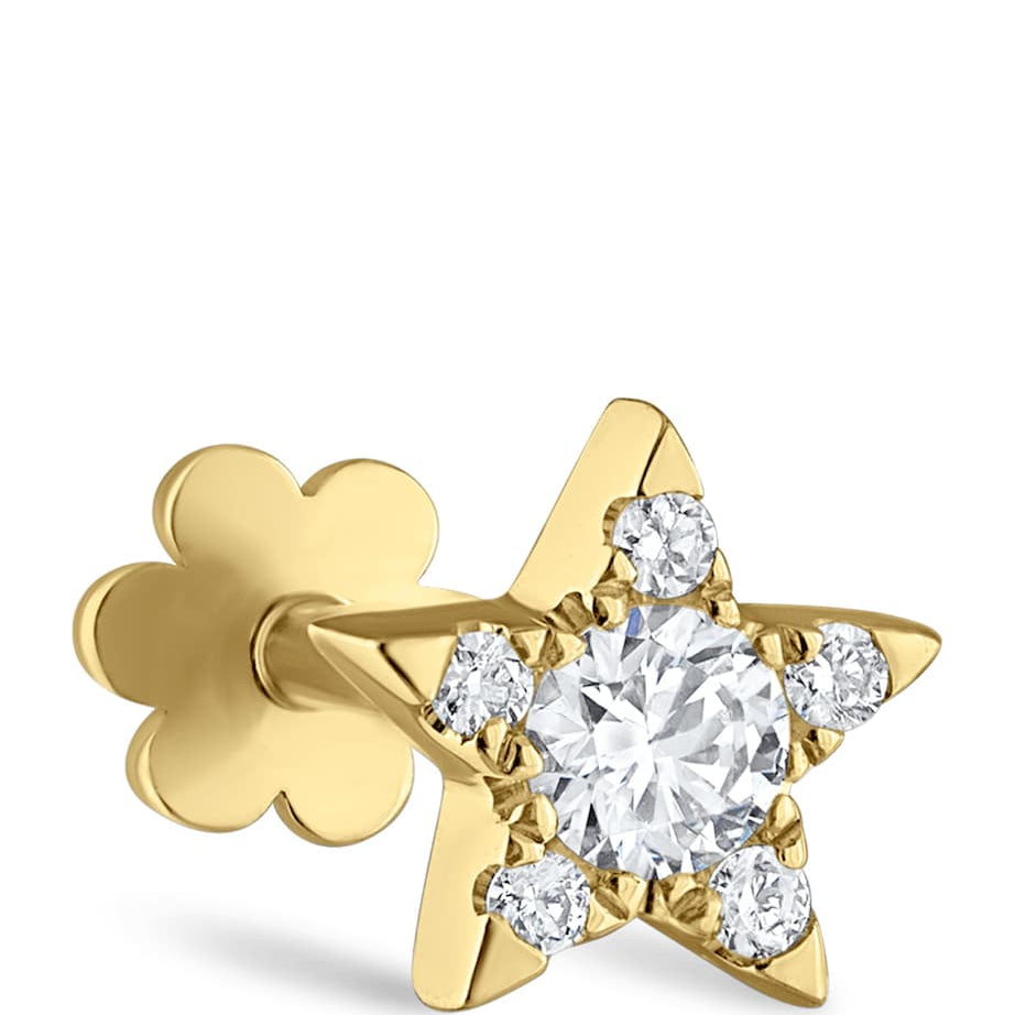Maria Tash Yellow Gold and Diamond Star Threaded Stud Earring (5.5mm)