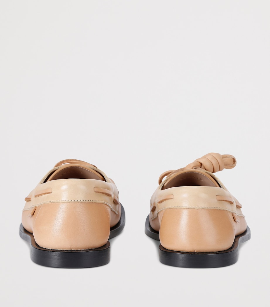 LOEWE Beige Leather Campo Boat Shoes