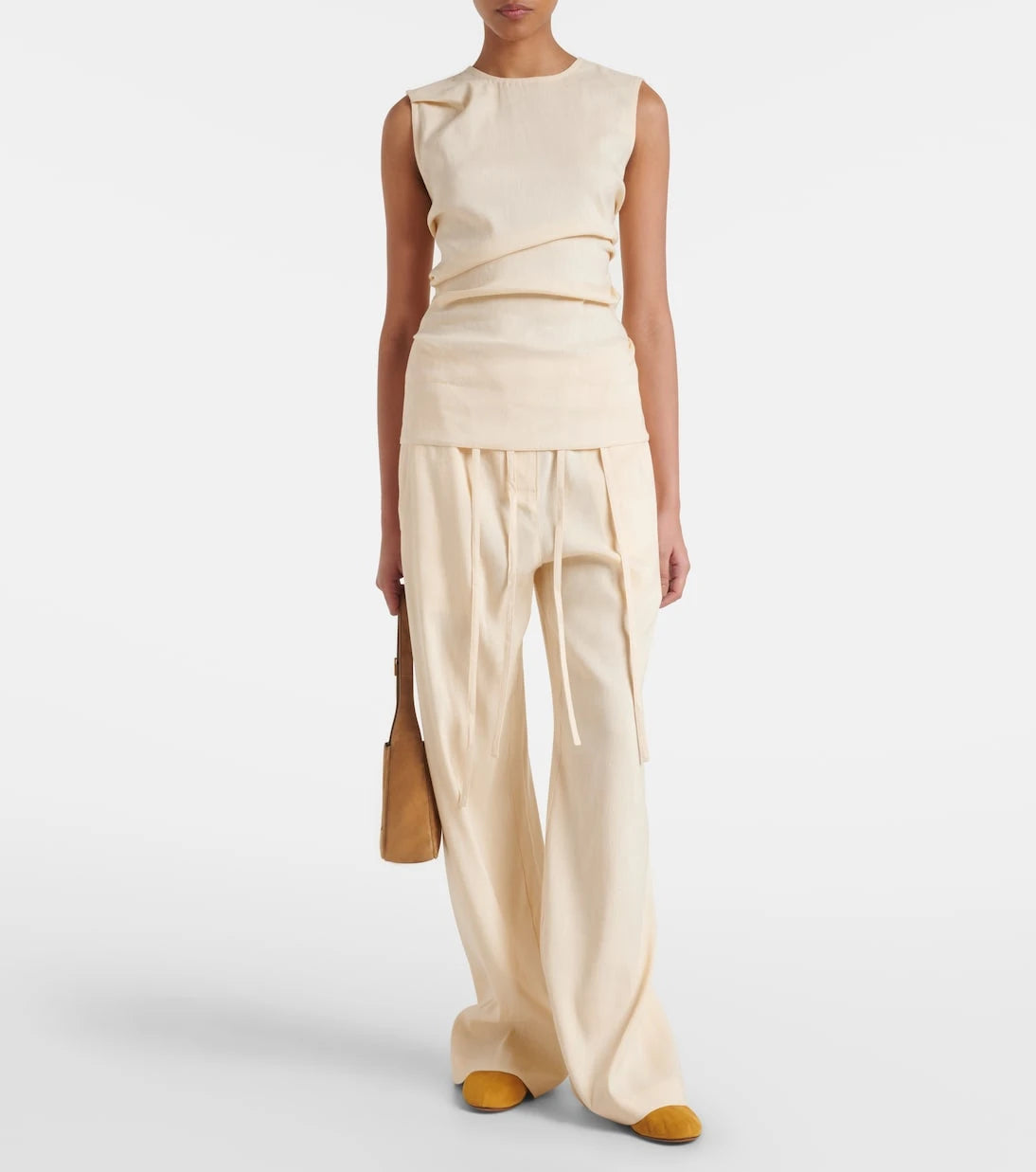 Proenza Schouler - White Label Anoushka ruched linen-blend top