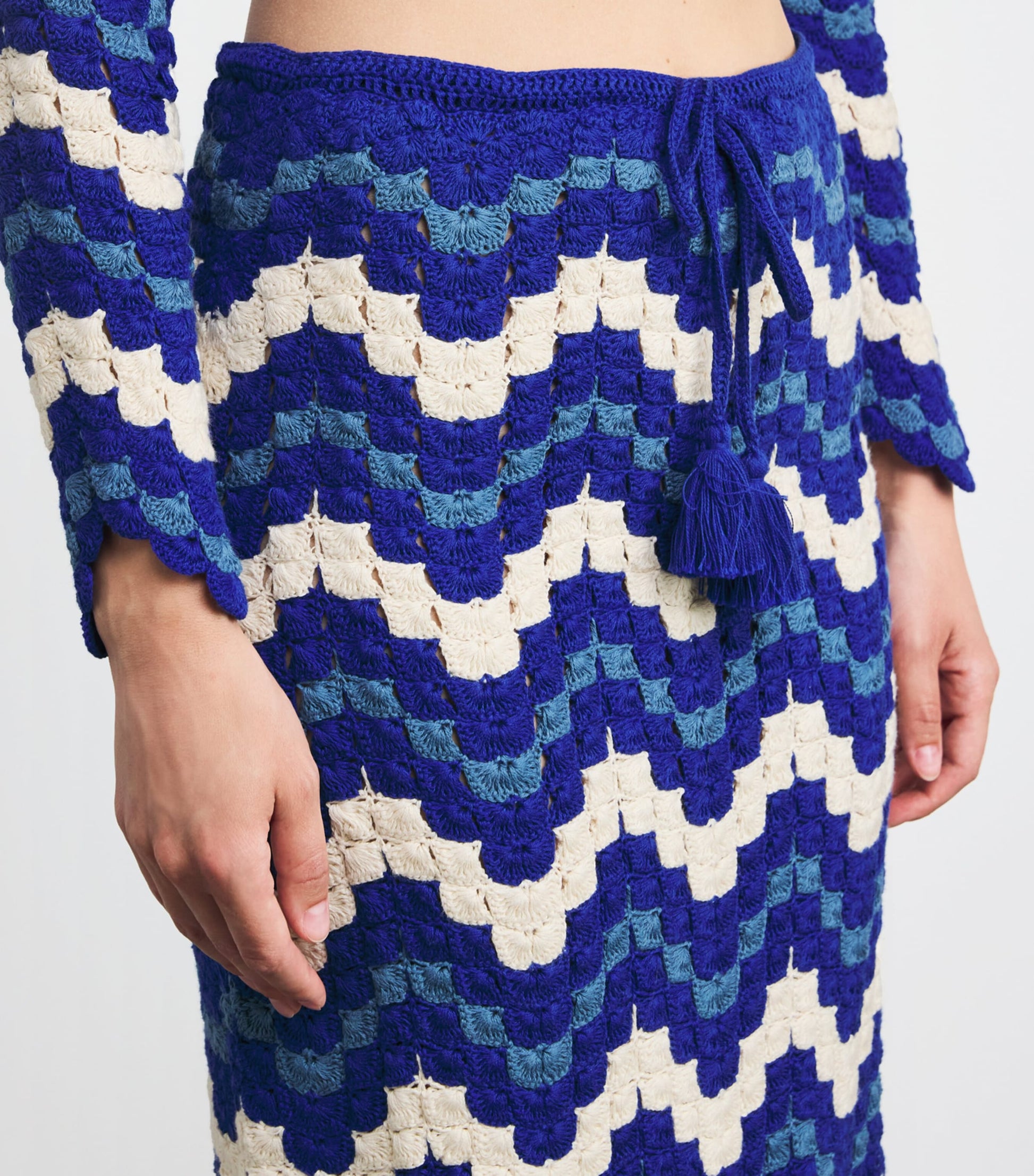 Blue Crochet Safi Midi Skirt