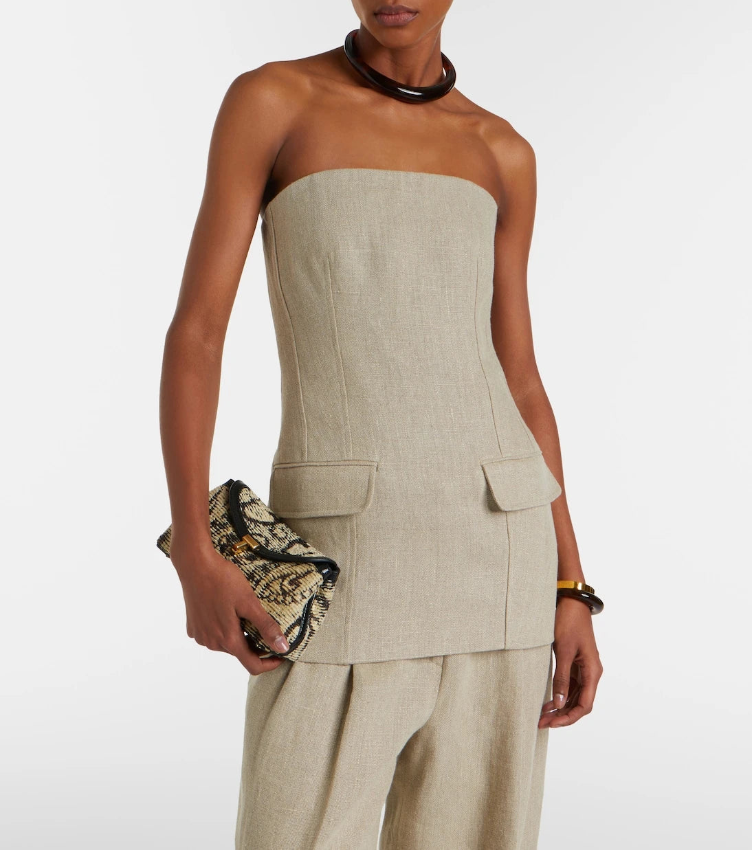 Toteme - Strapless linen bustier top