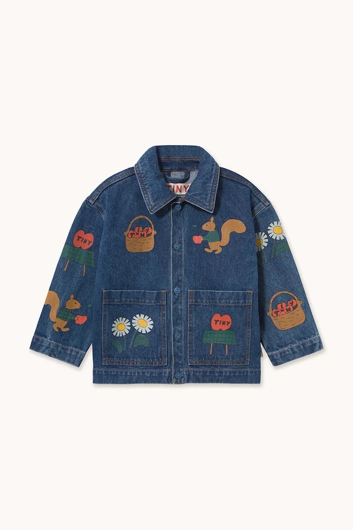 Pamuktan çocuk denim ceketi TINY APPLES JACKET
