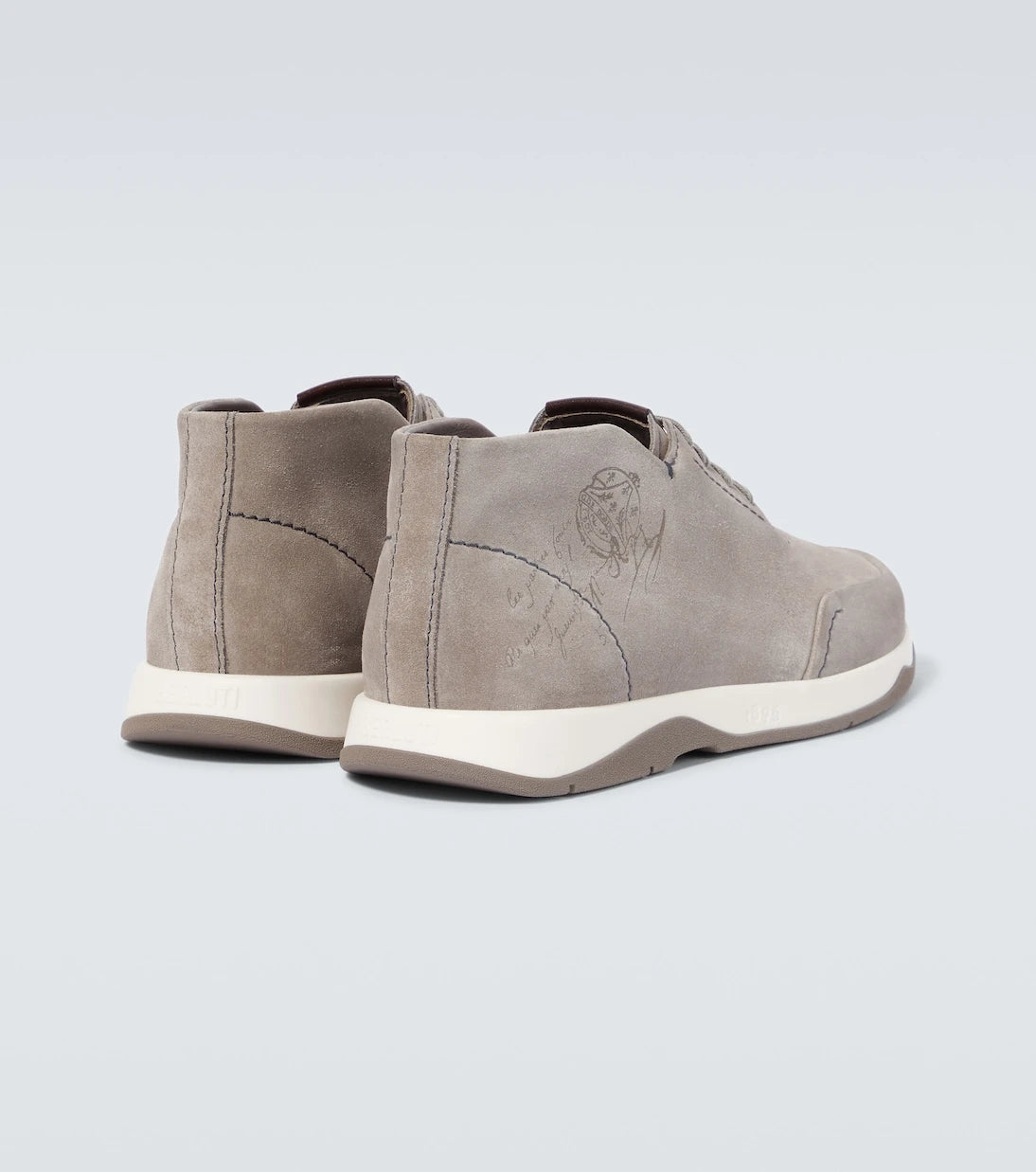 Berluti - Echappée Scritto Mid Top suede Derby shoes