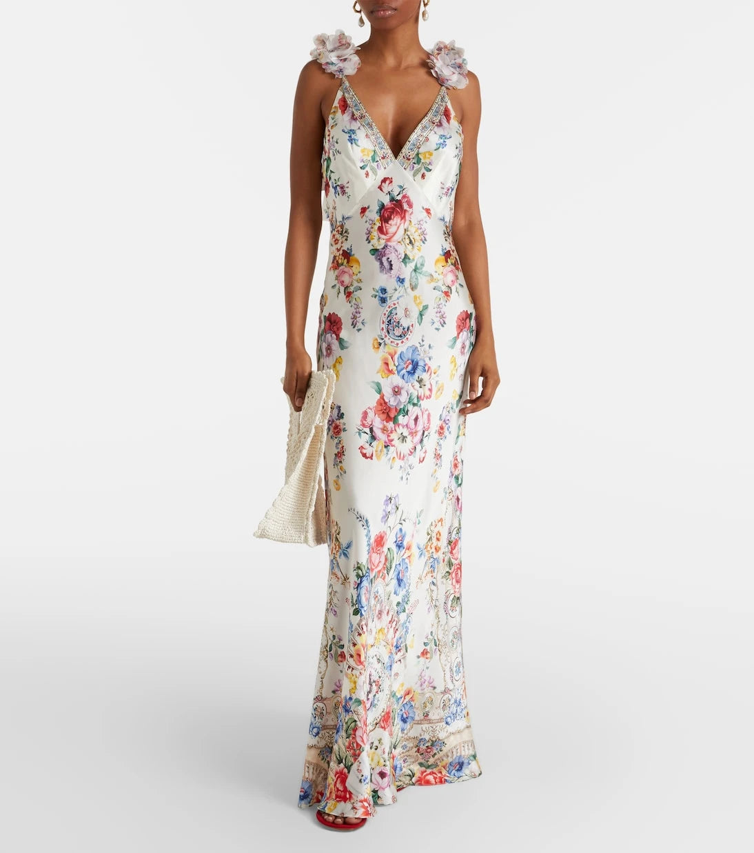 Camilla - Embellished floral silk slip dress