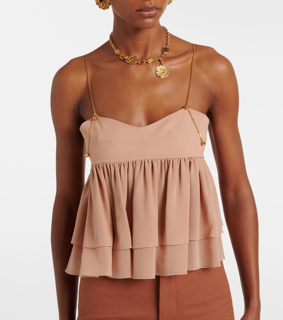 Chloé - Gathered silk top
