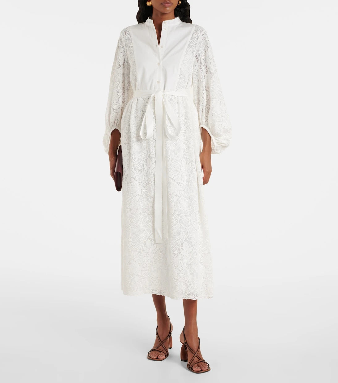 Erdem - Embroidered cotton lace midi dress