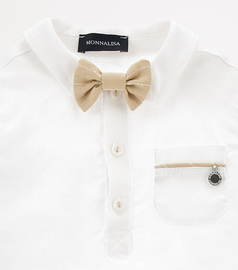 Monnalisa Linen-Cotton Shirt, Trousers and Bow Tie Set (3-36 Months)