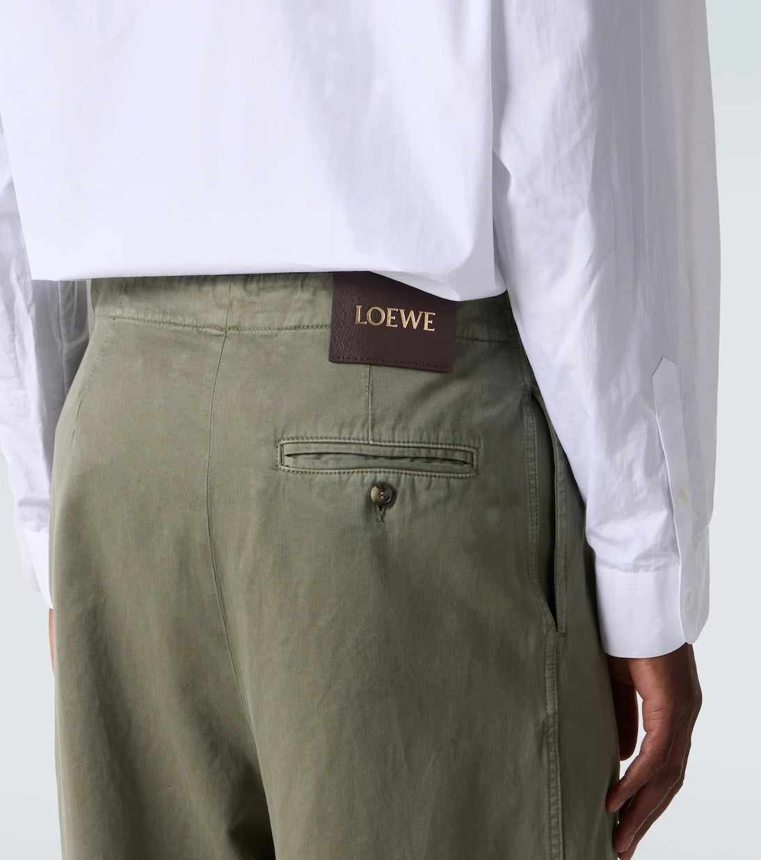 Loewe - Belted cotton satin straight pants