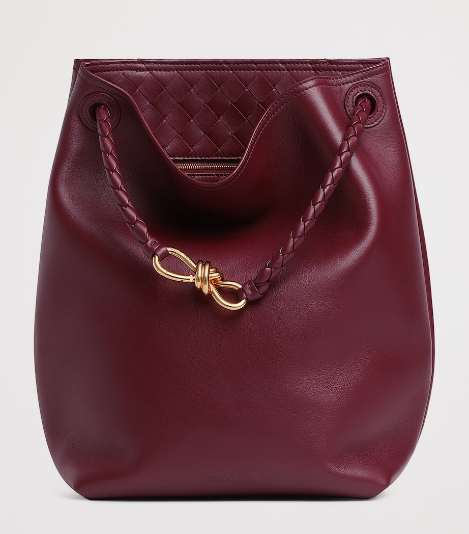 Bottega Veneta Red Leather Andiamo Bucket Bag