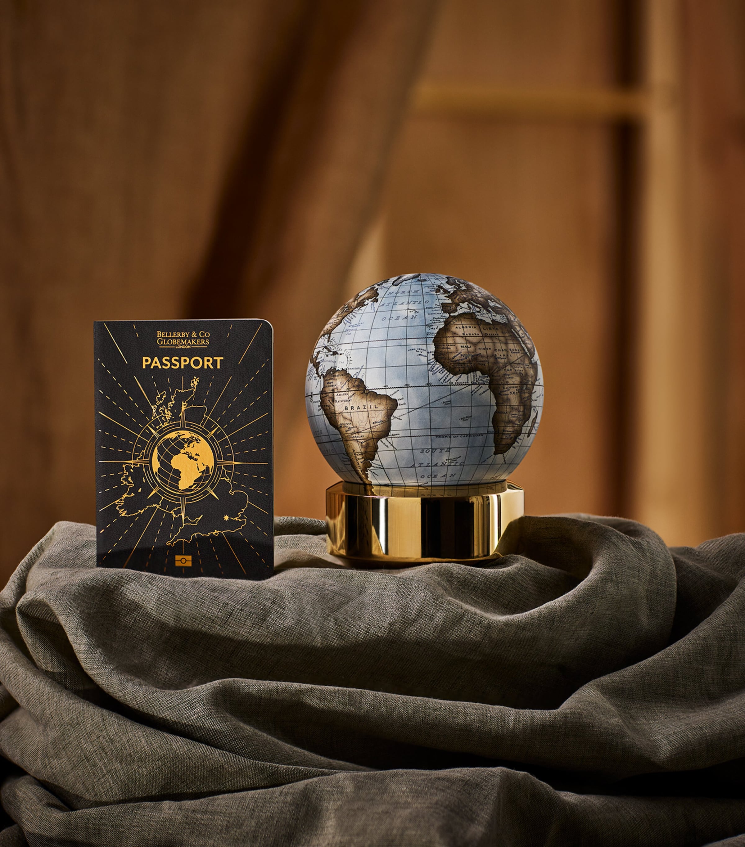 Bronze Glacial Blue Pocket Globe (12cm)