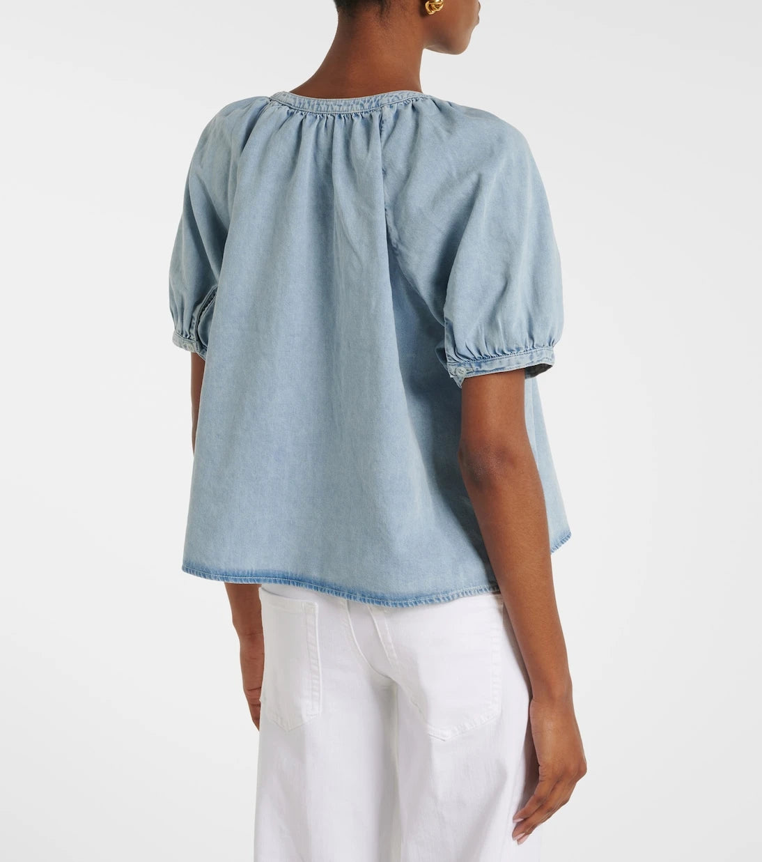 Frame - Resort gathered cotton-blend shirt