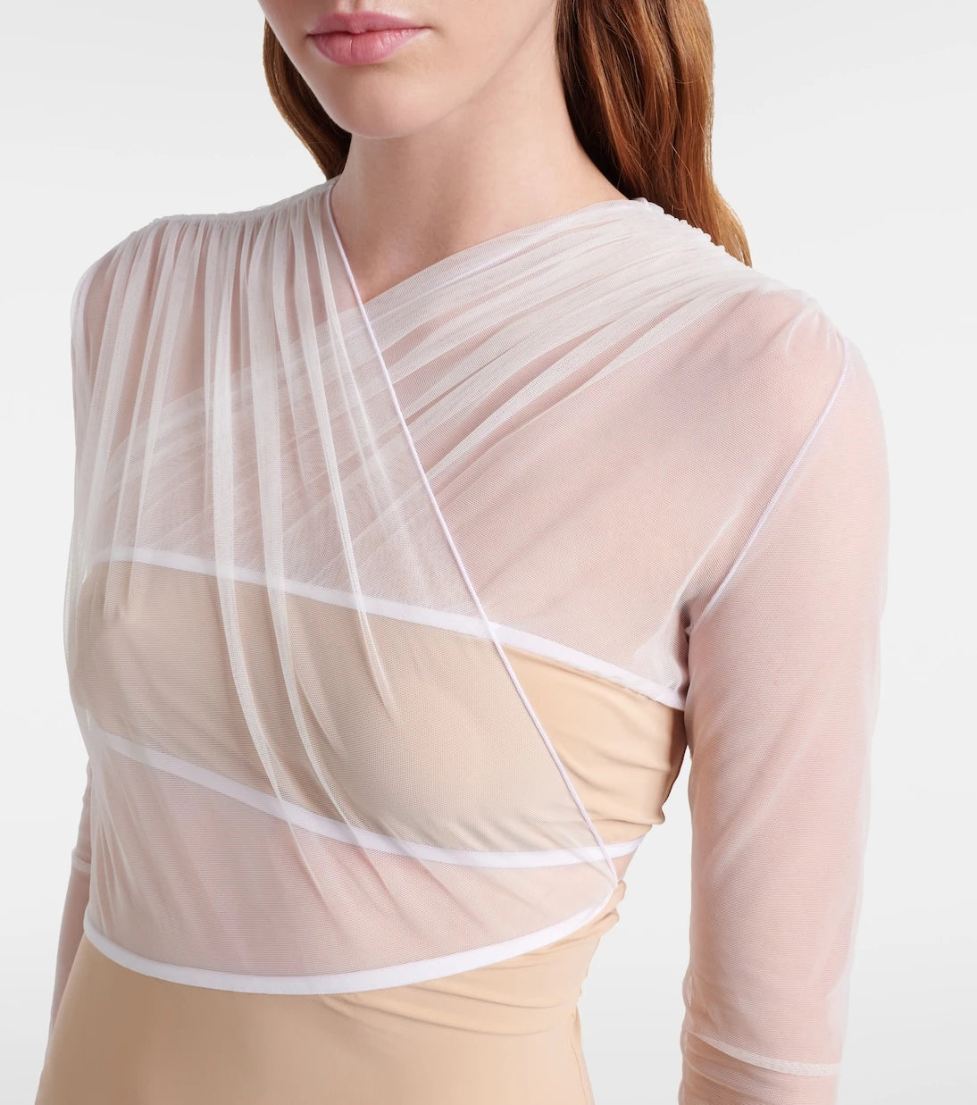 Nensi Dojaka - Cutout ruched sheer bodysuit