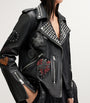 Black Leather College Biker Jacket