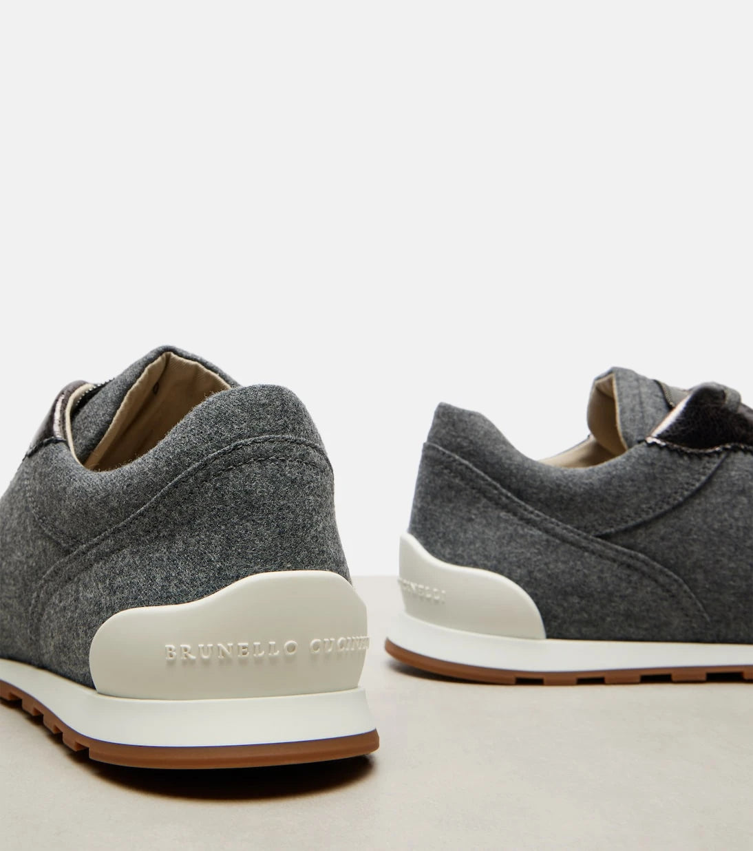 Brunello Cucinelli - Leather-trimmed felt sneakers