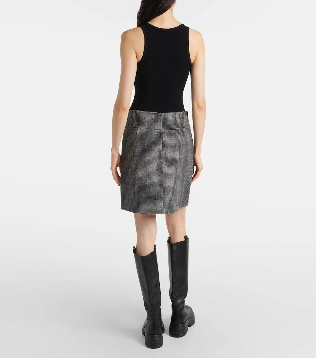 'S Max Mara - Stone houndstooth wool and mohair-blend miniskirt