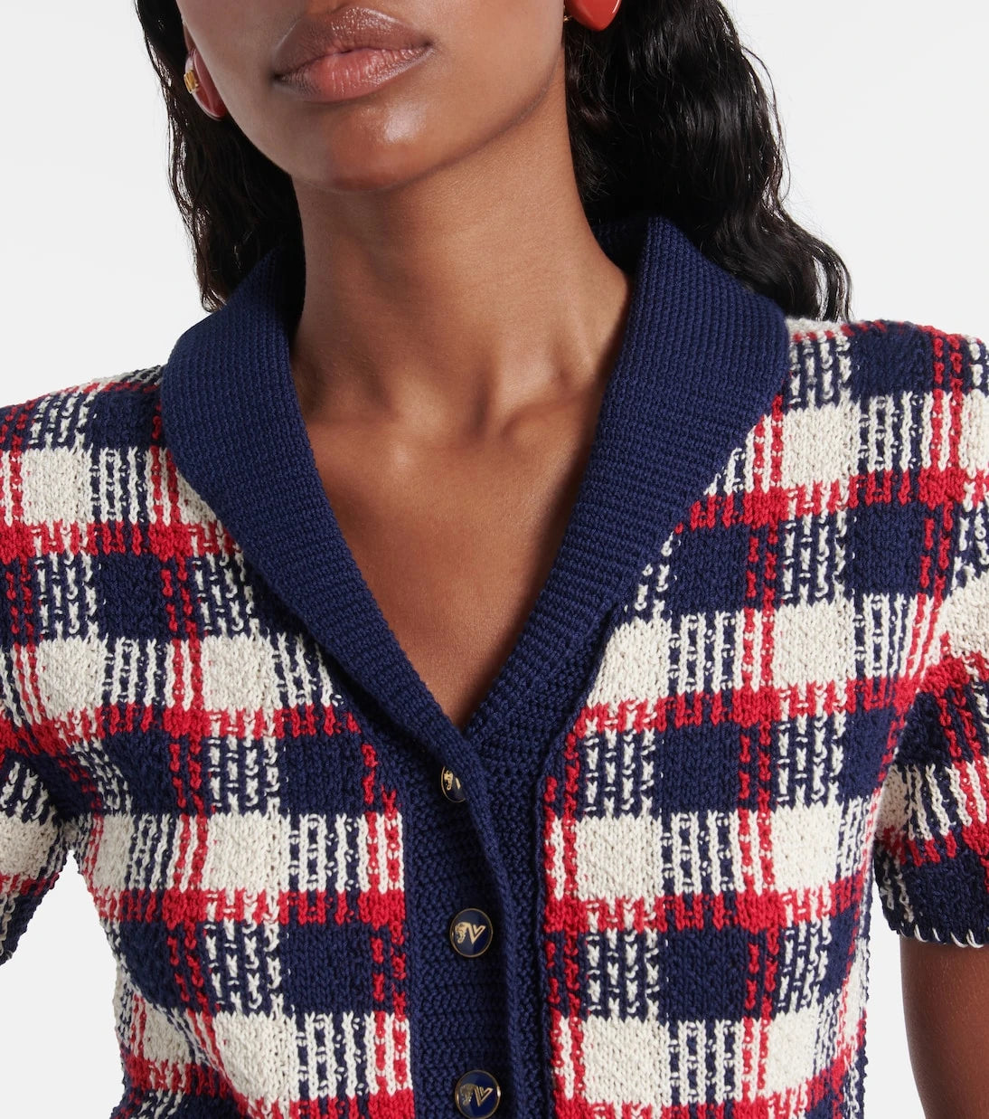 Valentino - Checked cotton cardigan