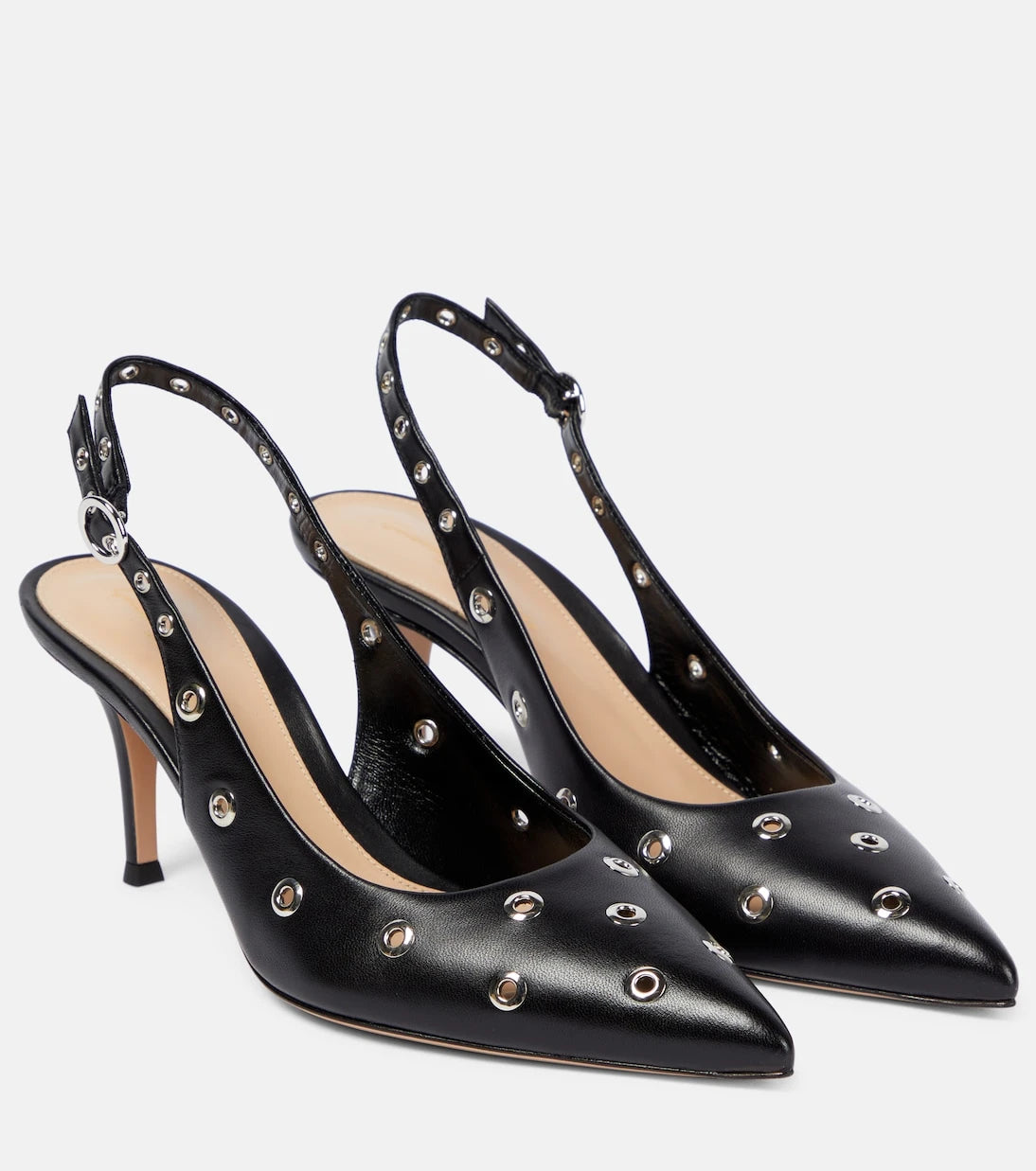 Gianvito Rossi - Lydia studded leather slingback pumps