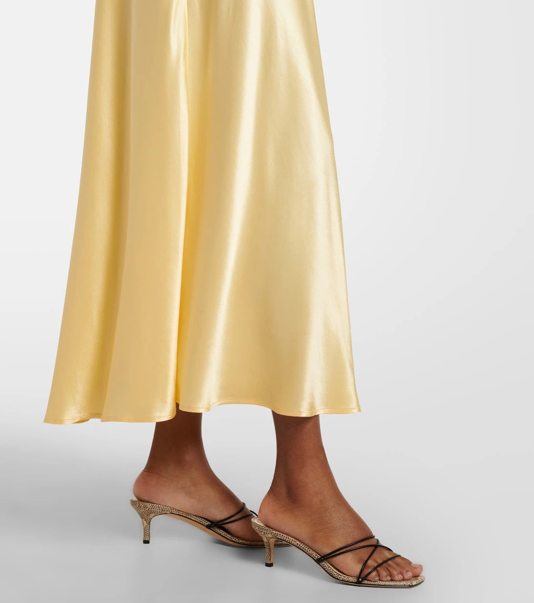 Rixo - Lace-trimmed satin midi dress