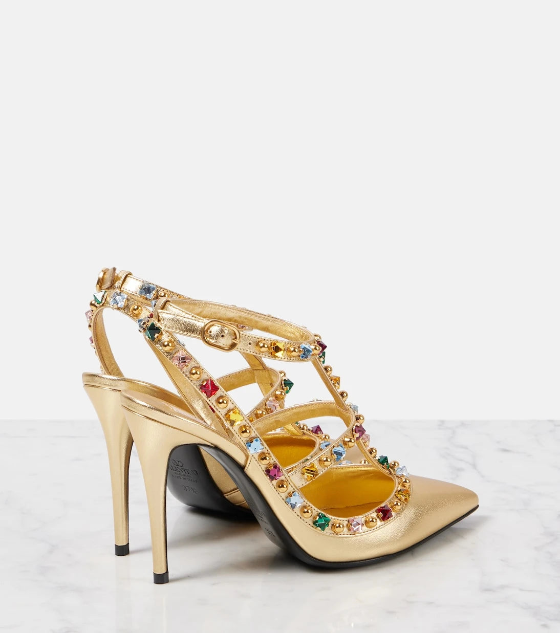 Valentino Garavani - Rockstud 100 embellished leather pumps
