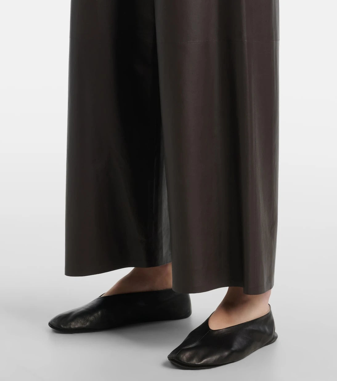 The Row - Yani mid-rise leather wide-leg pants