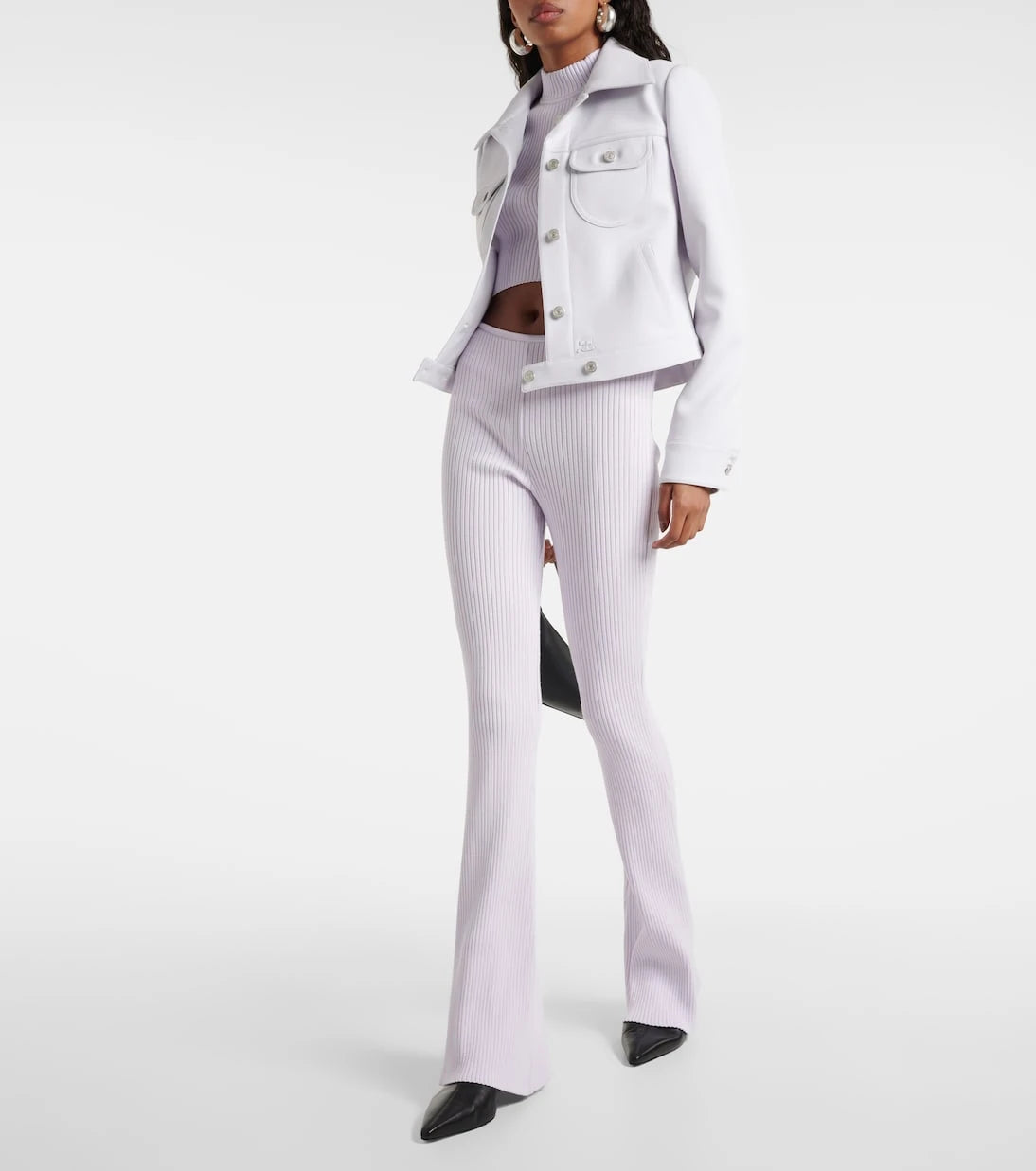Courrèges - Reedition ribbed-knit flared pants