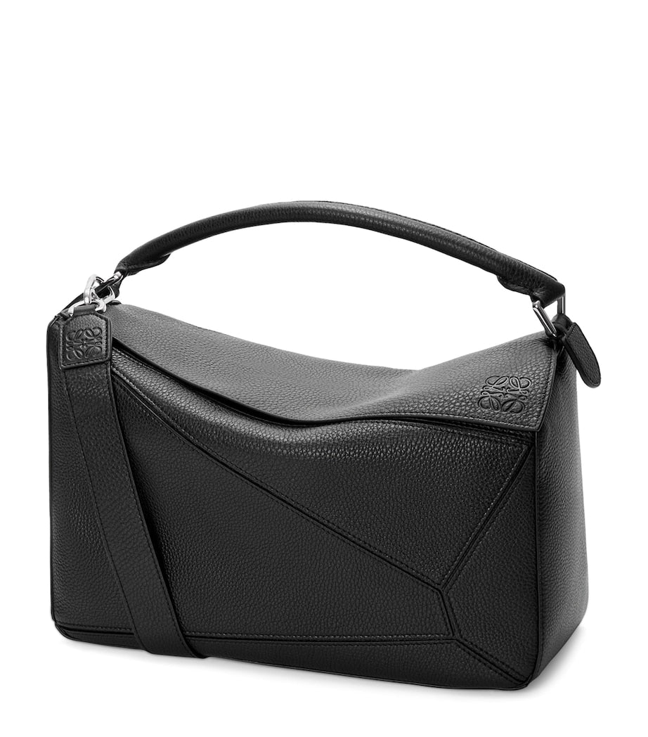 LOEWE Black Large Leather Puzzle Edge Top-Handle Bag