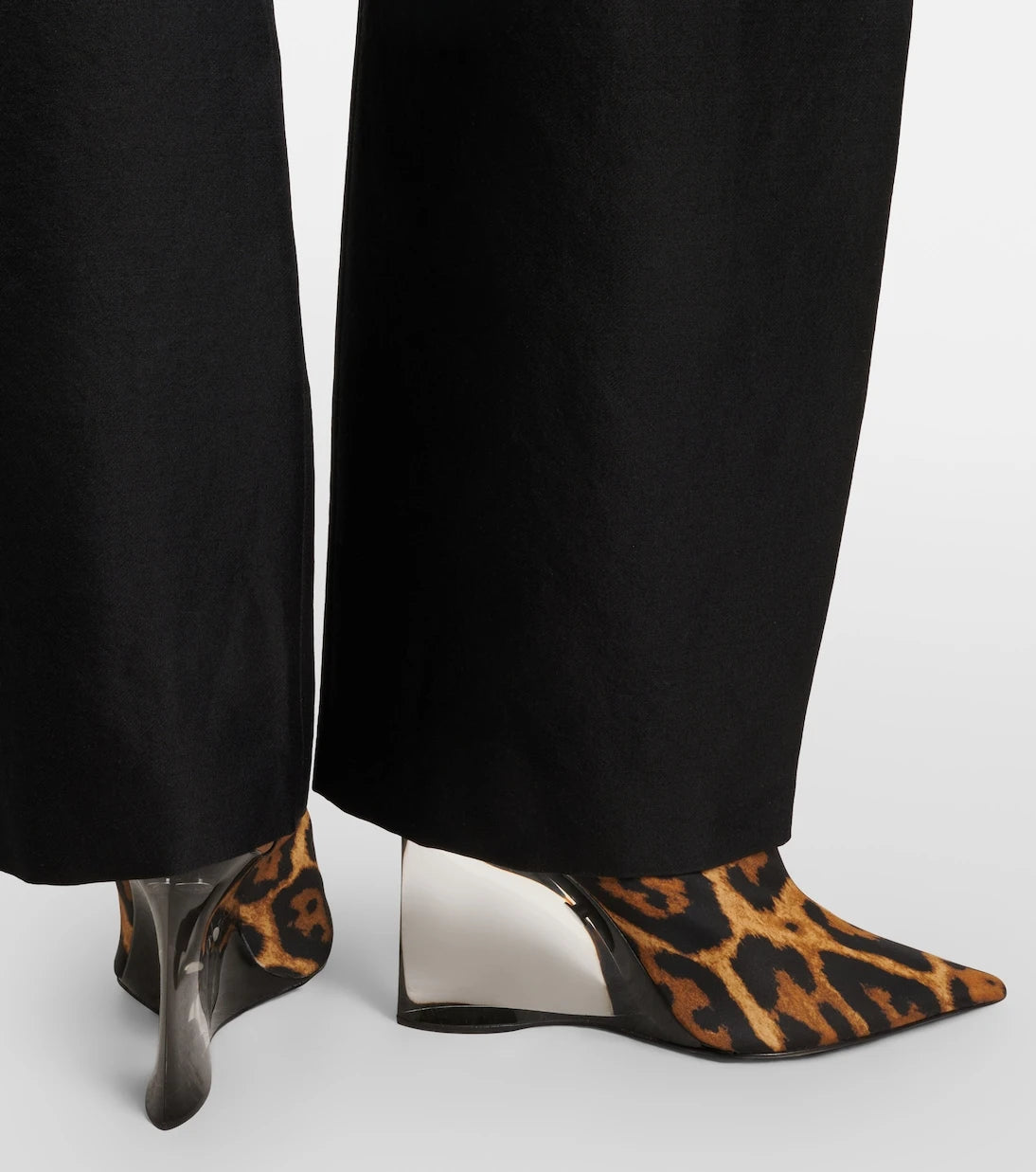Alaïa - Invisible animal-print twill wedge mules