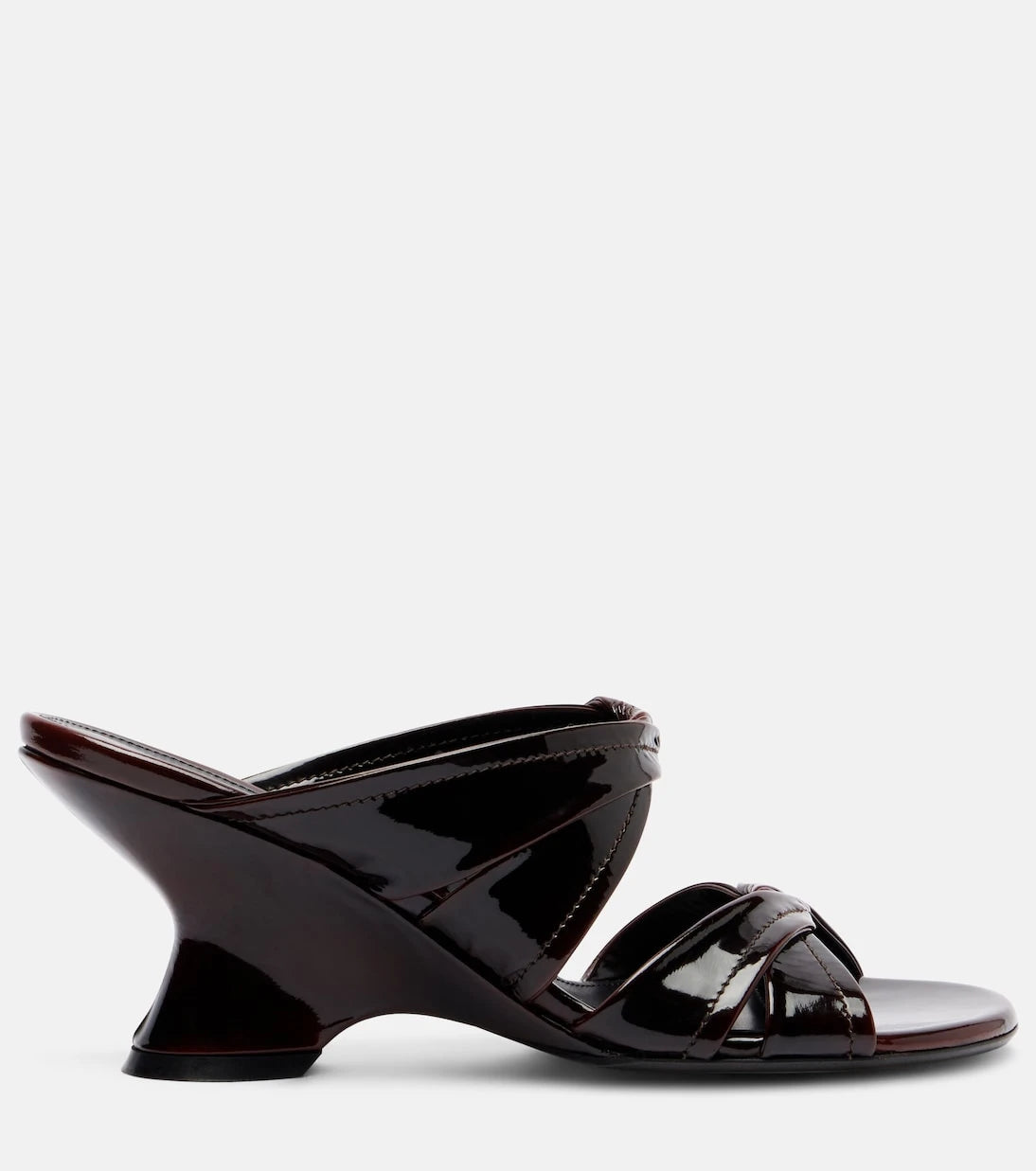 Dries Van Noten - 75 patent leather wedge mules