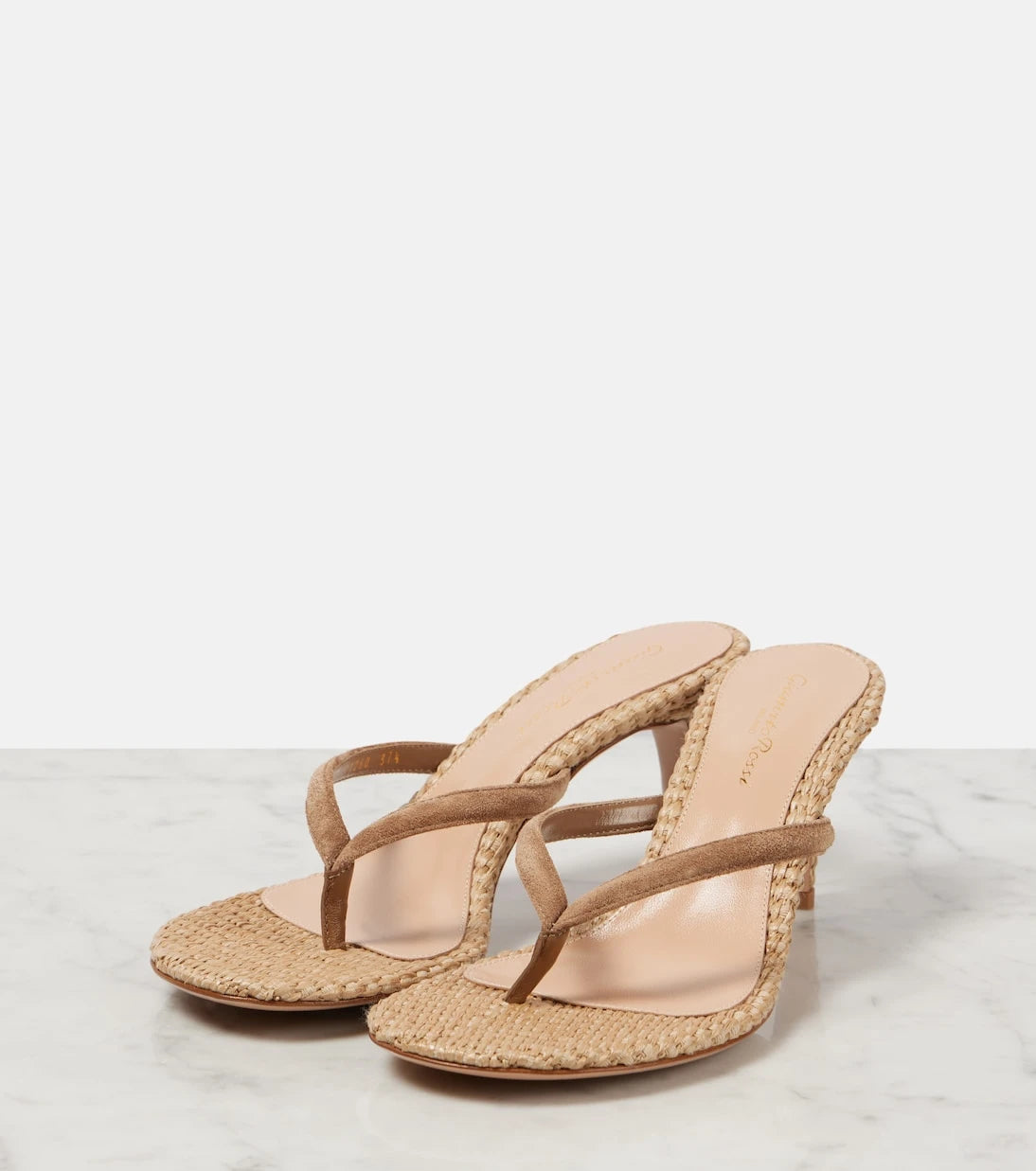 Gianvito Rossi - Calypso raffia and suede thong sandals
