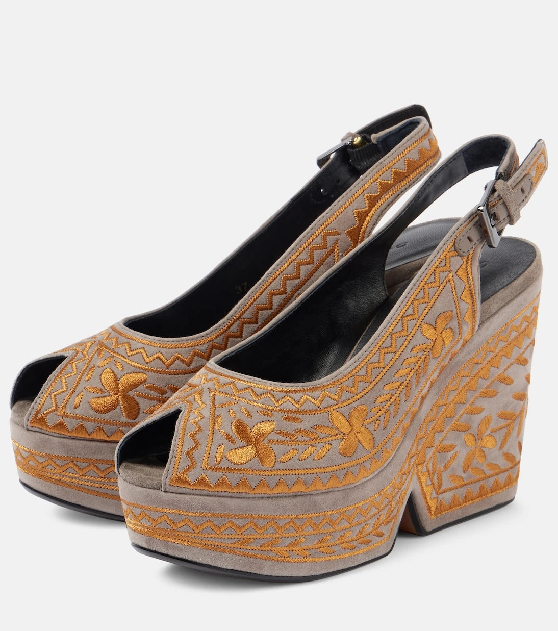 Clergerie - Dylya 110 embroidered suede wedge sandals