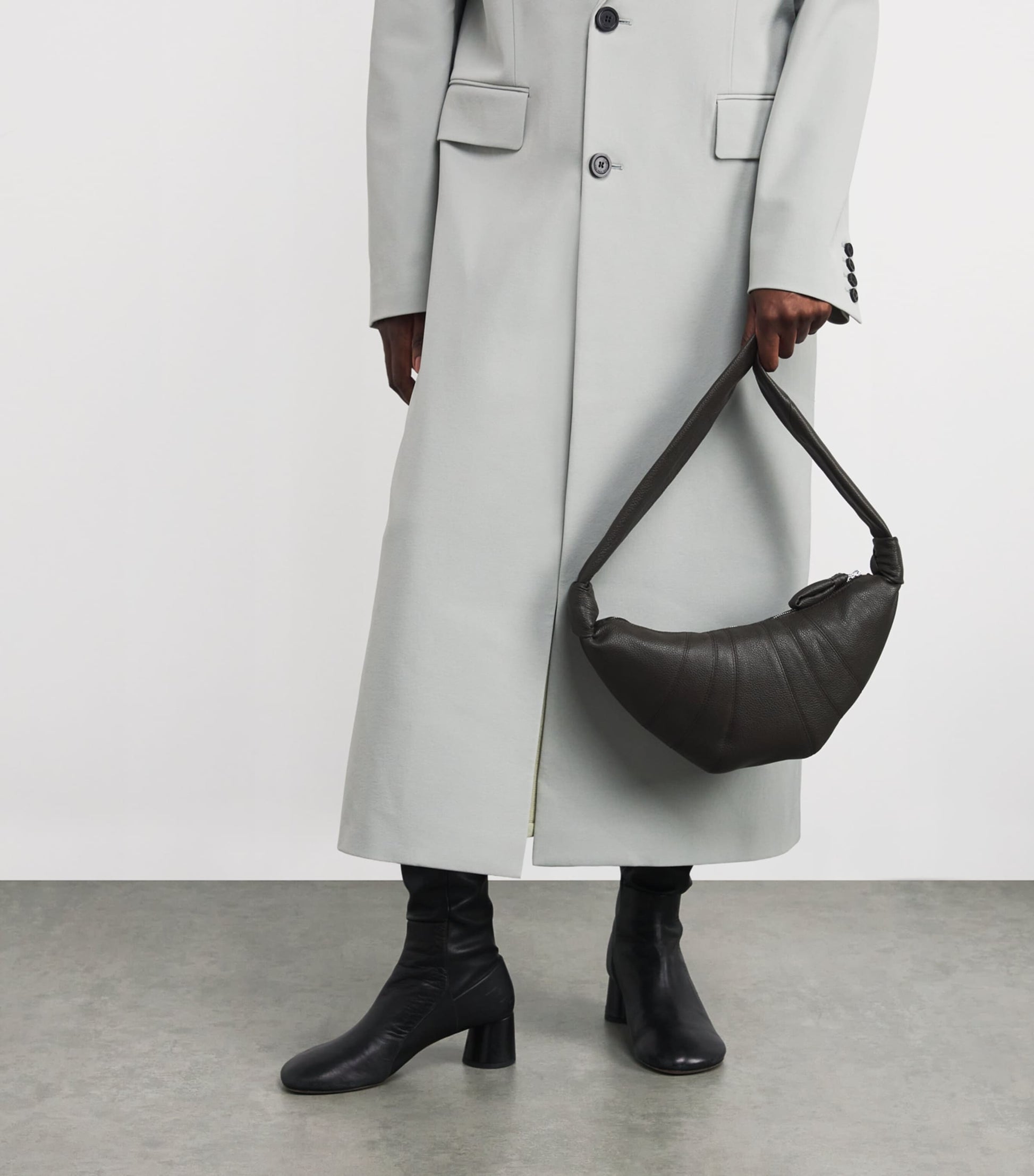 Lemaire Green Small Pebbled Leather Croissant Bag