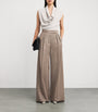 Max Mara Beige Virgin Wool Wide-Leg Trousers