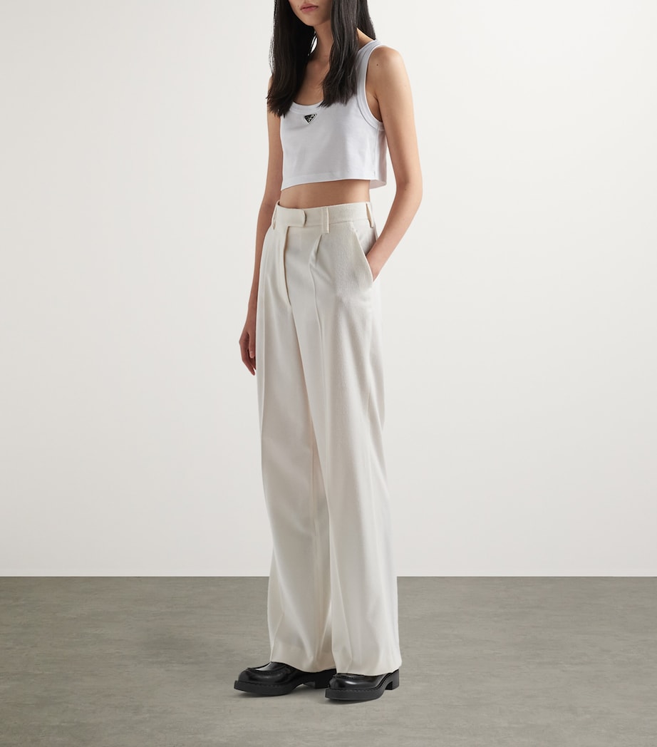 White Cotton Triangle Crop Top