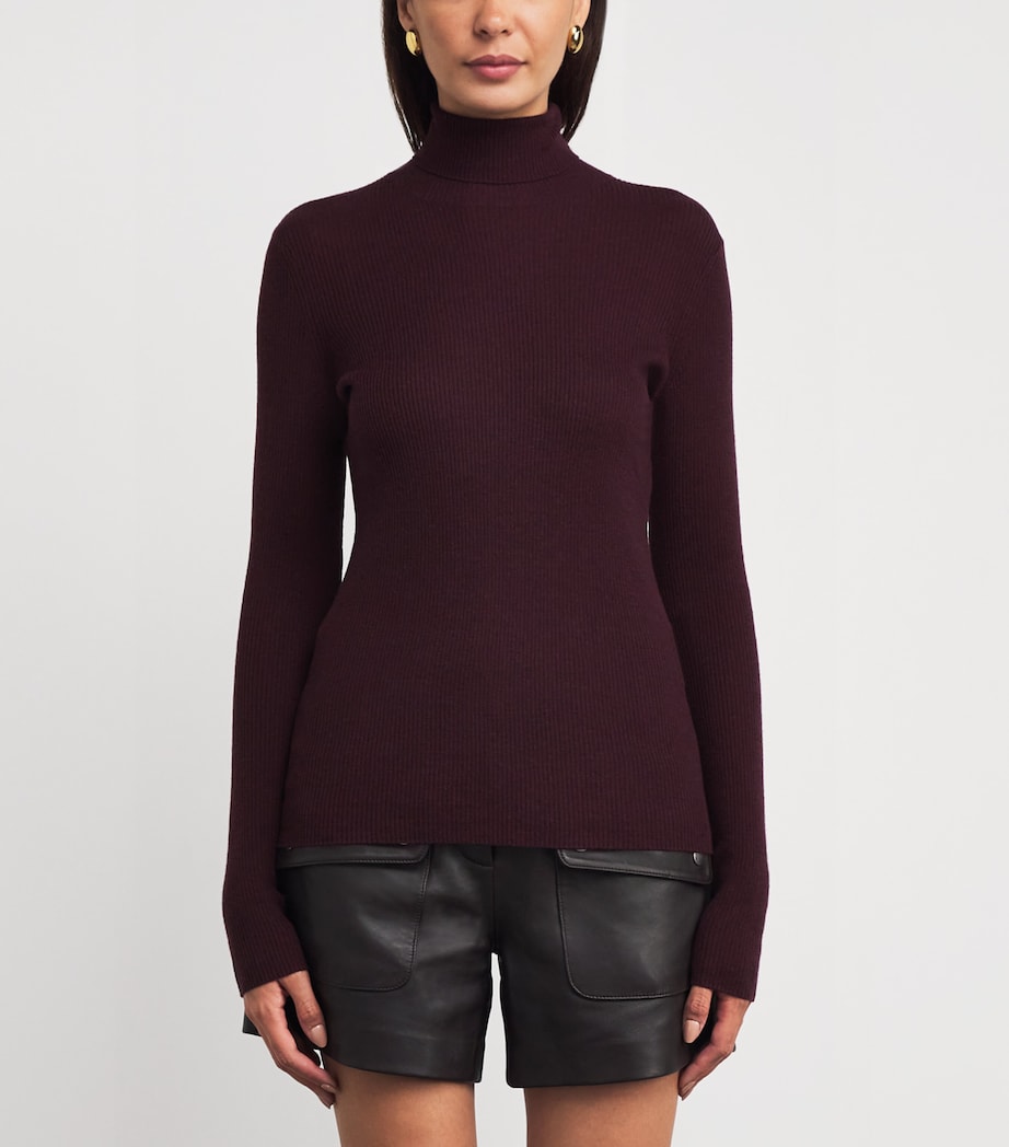 Maje Red Wool-Silk Rollneck Sweater