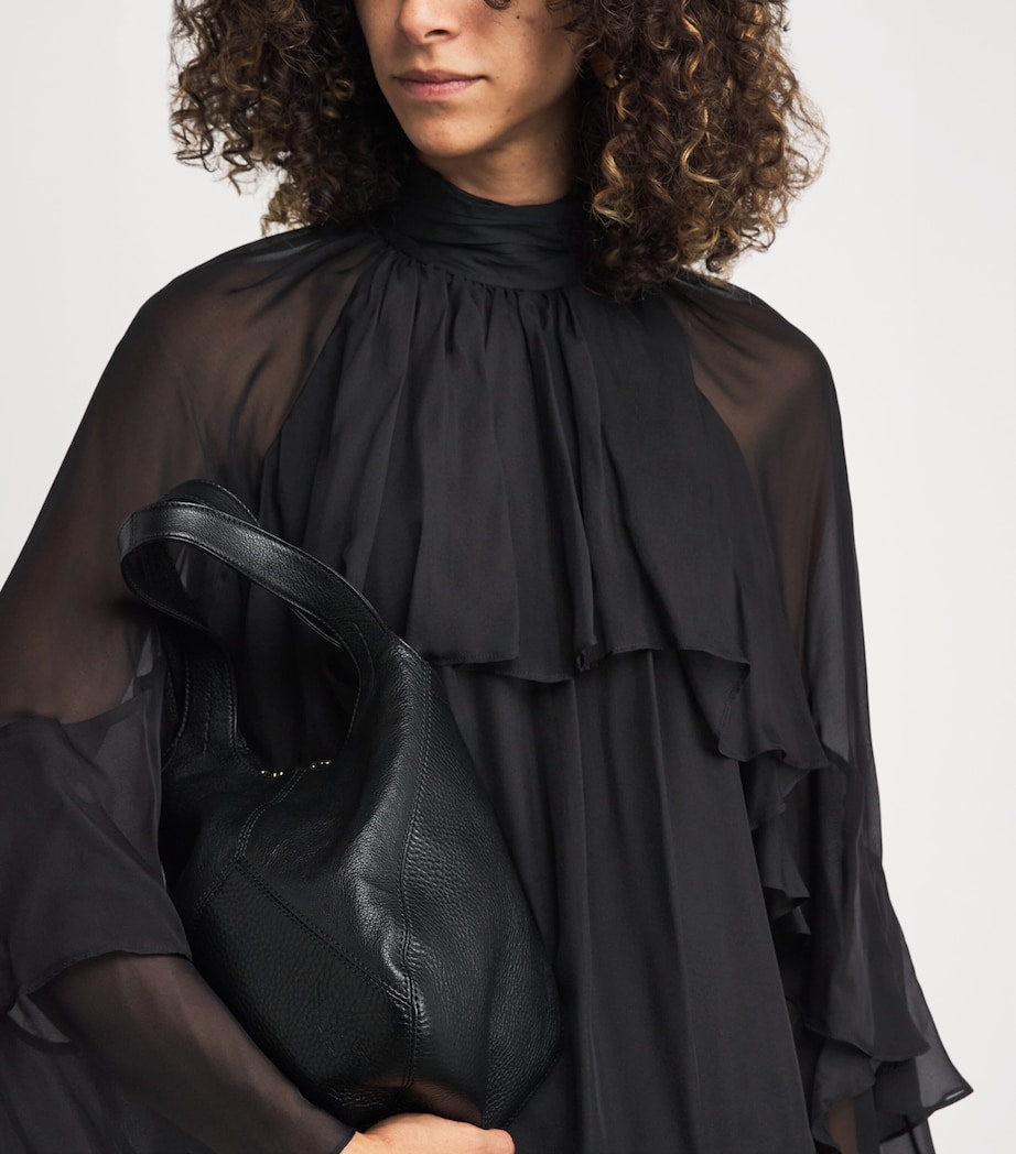 Veronica Beard Black Silk Tiered Adlington Mini Dress