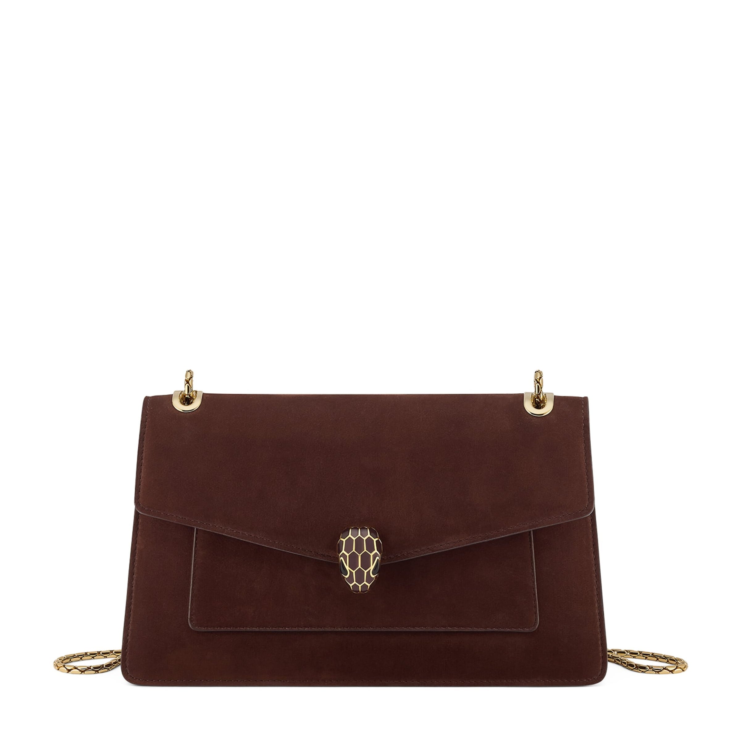 Brown Nubuck Leather Serpenti Forever Shoulder Bag